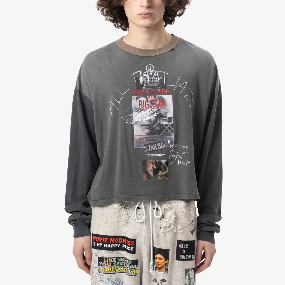 Paly Hollywood スター80 ロングスリーブTシャツ ウォッシュドブラック 