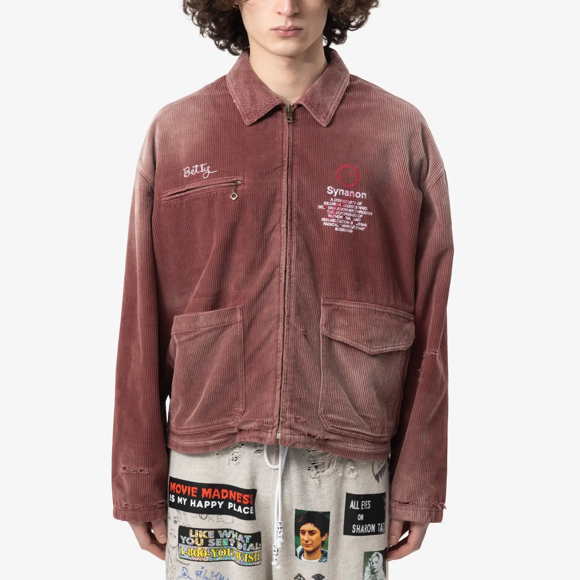 Paly Synanon Cord Work Jacket Burgundy - 1