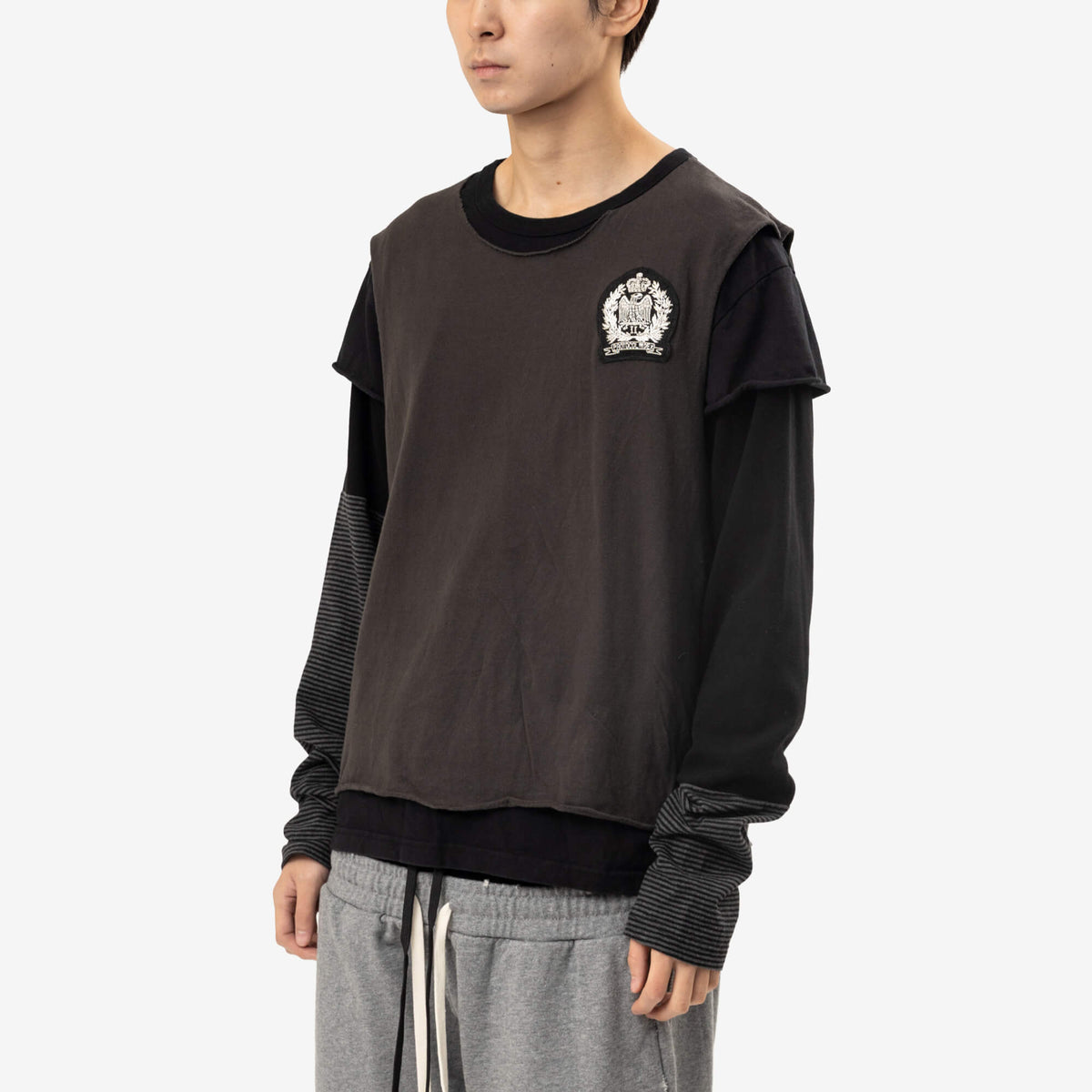 Protocol Index Layered Patch Long Sleeve T-Shirt Black-3