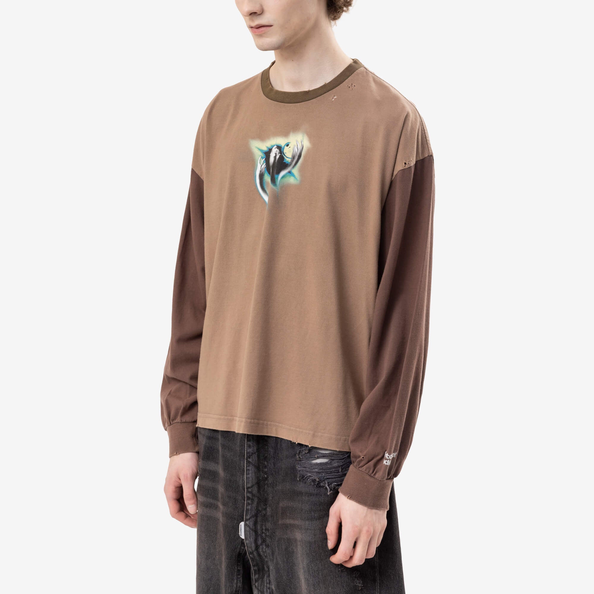 Protocol Index Panelled Pocket Long Sleeve T-Shirt Brown-3
