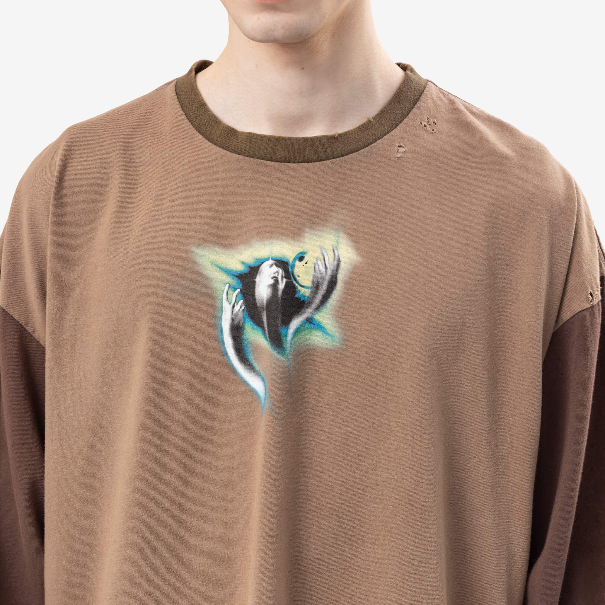 Protocol Index Panelled Pocket Long Sleeve T-Shirt Brown-5