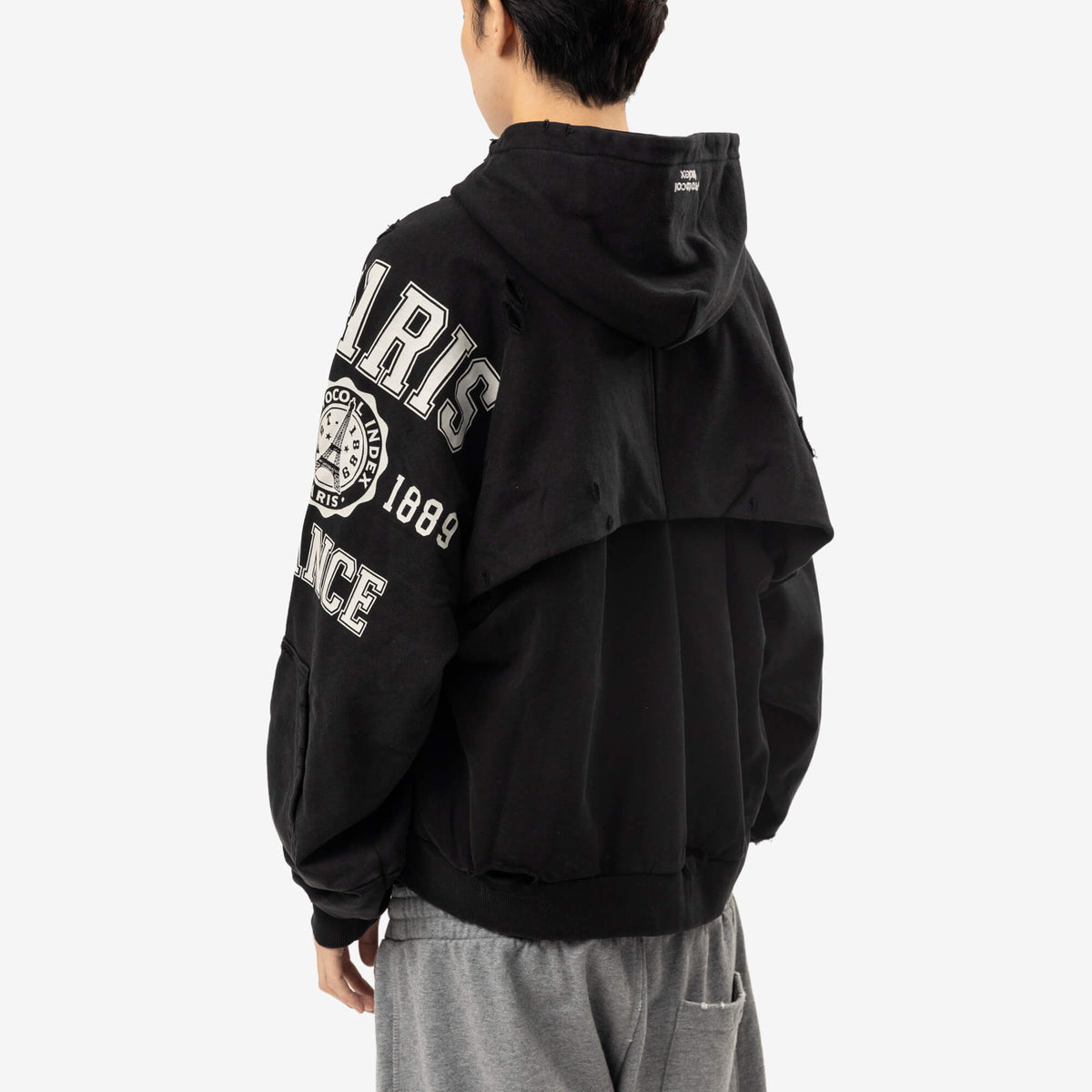 Protocol Index Paris Reconstructed Folded Zip Hoody Black-4