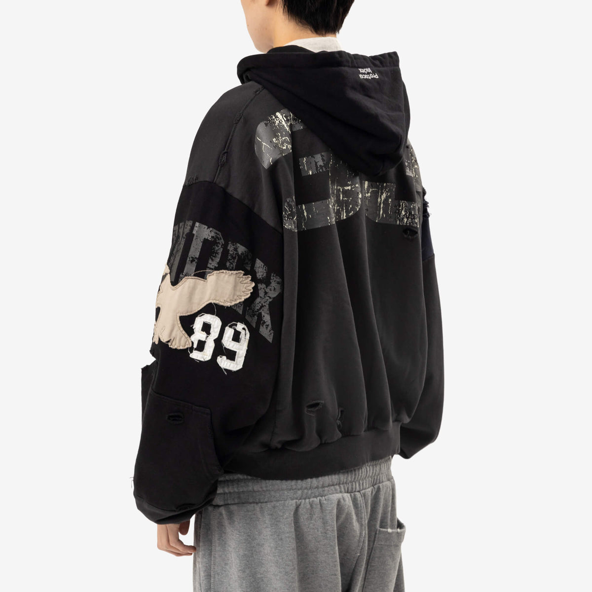 Protocol Index Reconstructed Sweatshirt Zip Hoody Black-4