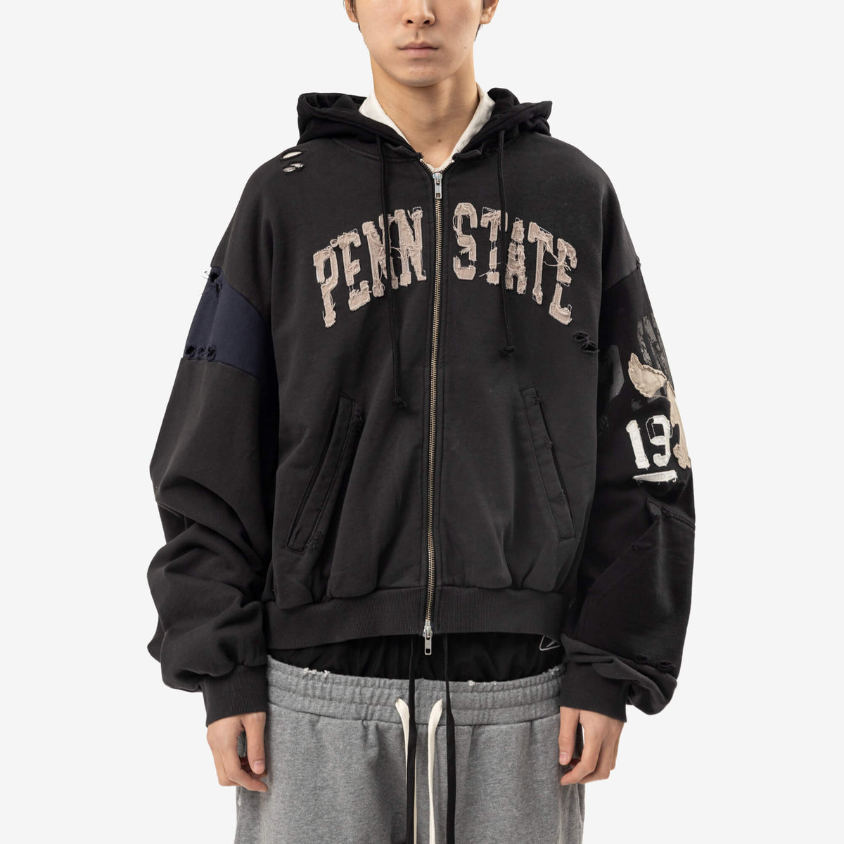 Protocol Index Reconstructed Sweatshirt Zip Hoody Black-1