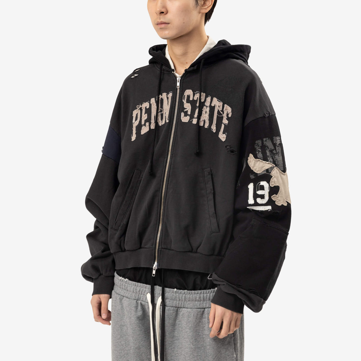 Protocol Index Reconstructed Sweatshirt Zip Hoody Black-3