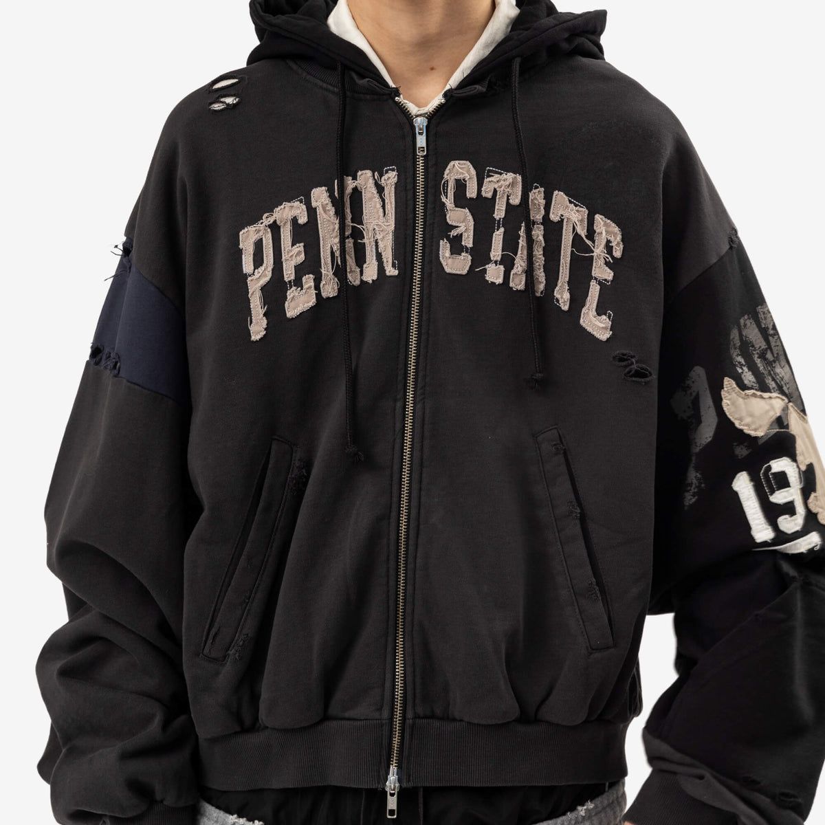 Protocol Index Reconstructed Sweatshirt Zip Hoody Black-5