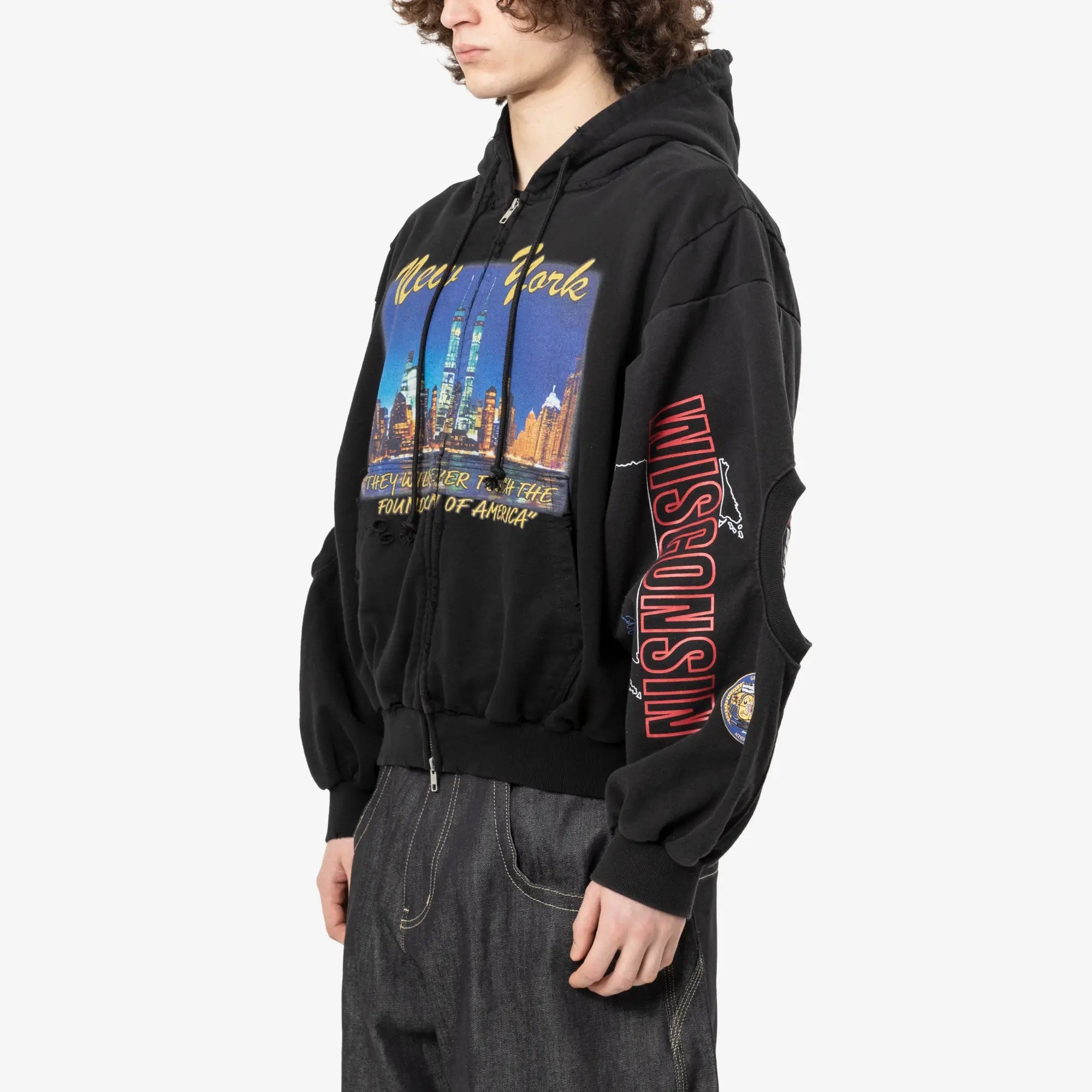 Protocol Index Reconstructed Sweatshirts Zip Hoody Black - 3