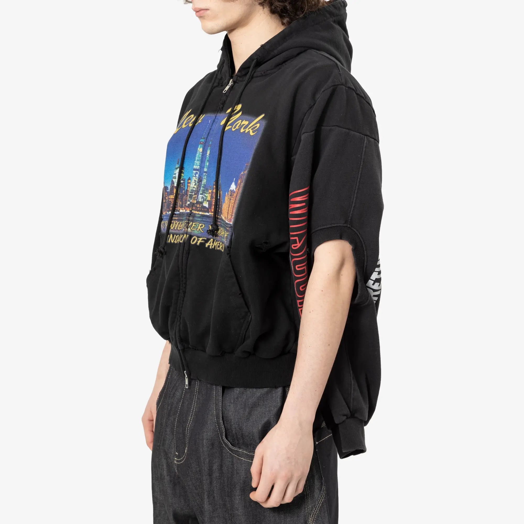 Protocol Index Reconstructed Sweatshirts Zip Hoody Black - 5