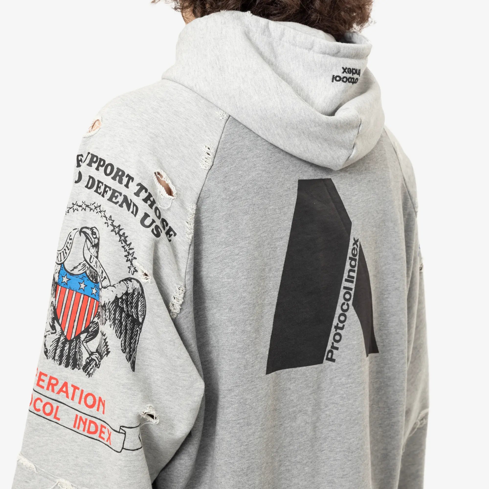 Protocol Index Reconstructed Zip Hoody Melange Grey - 6