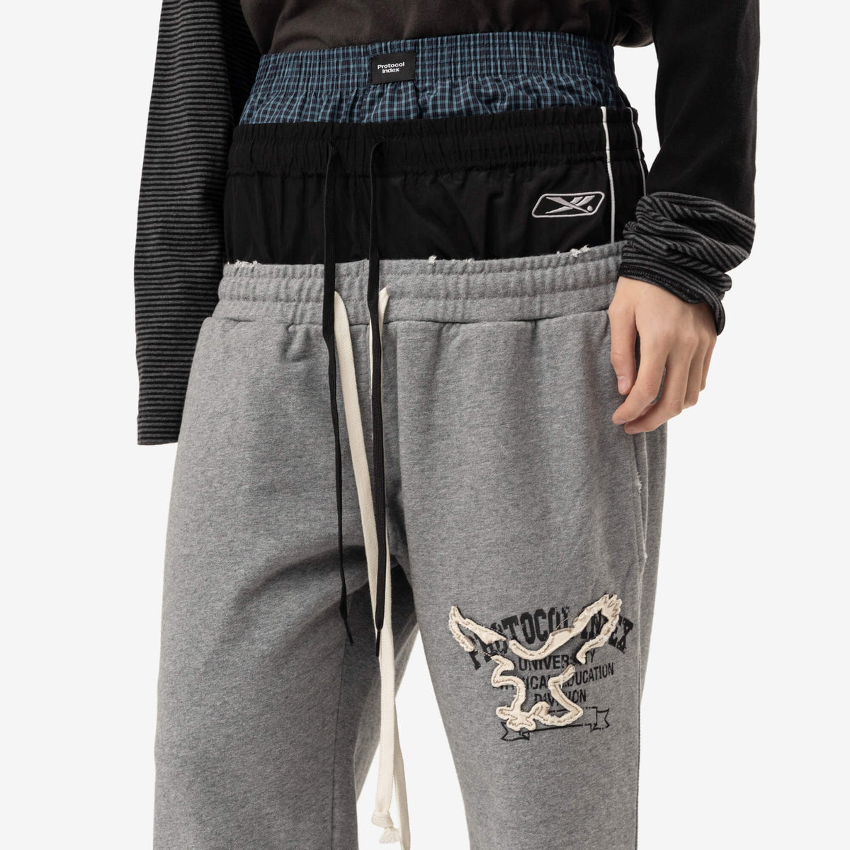 Protocol Index Retro 3 Layered Sweatpants Melange Grey-5