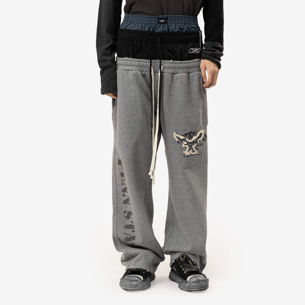 Protocol Index Retro 3 Layered Sweatpants Melange Grey-1