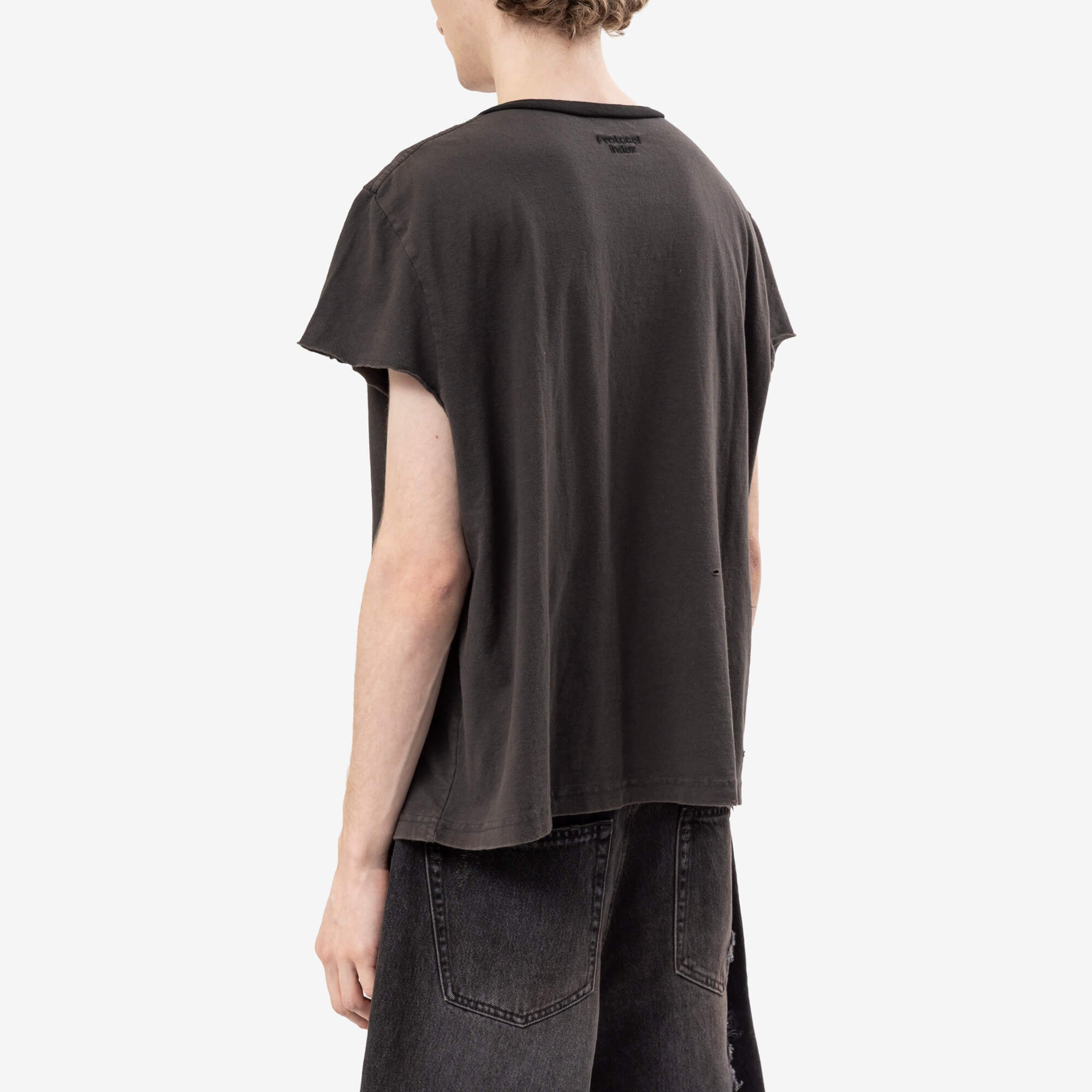 Protocol Index Safety Pin Cut-Up Sleeve T-Shirt Black-3