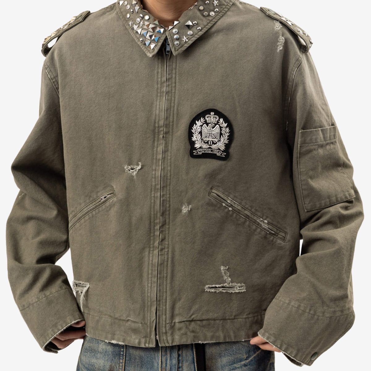 Protocol Index Studded Work Jacket Green-5