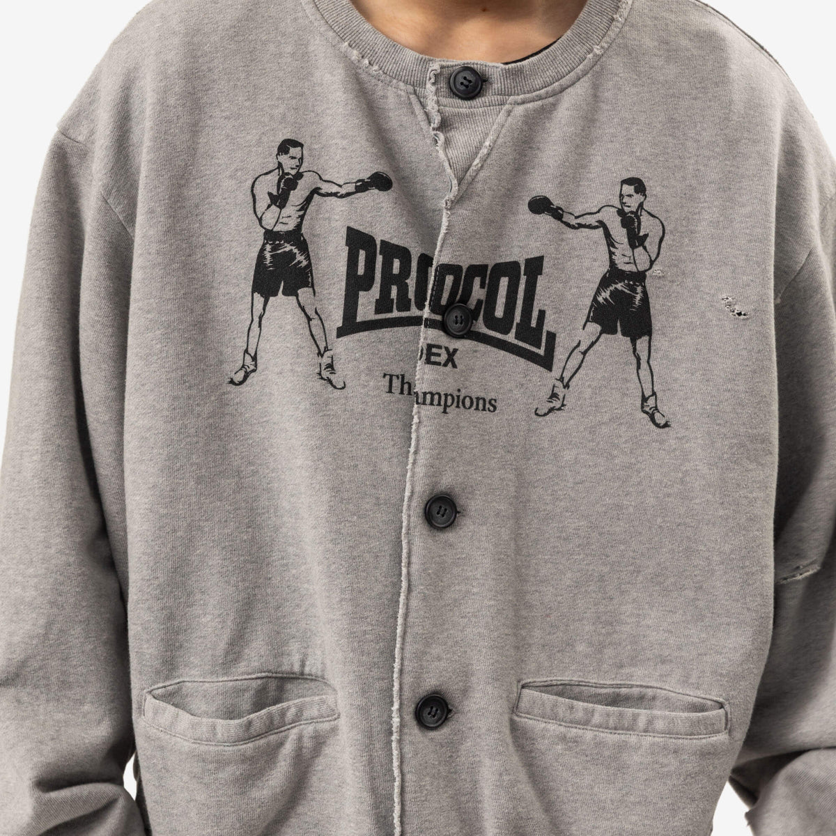 Protocol Index Sweatshirt Cardigan Melange Grey-5