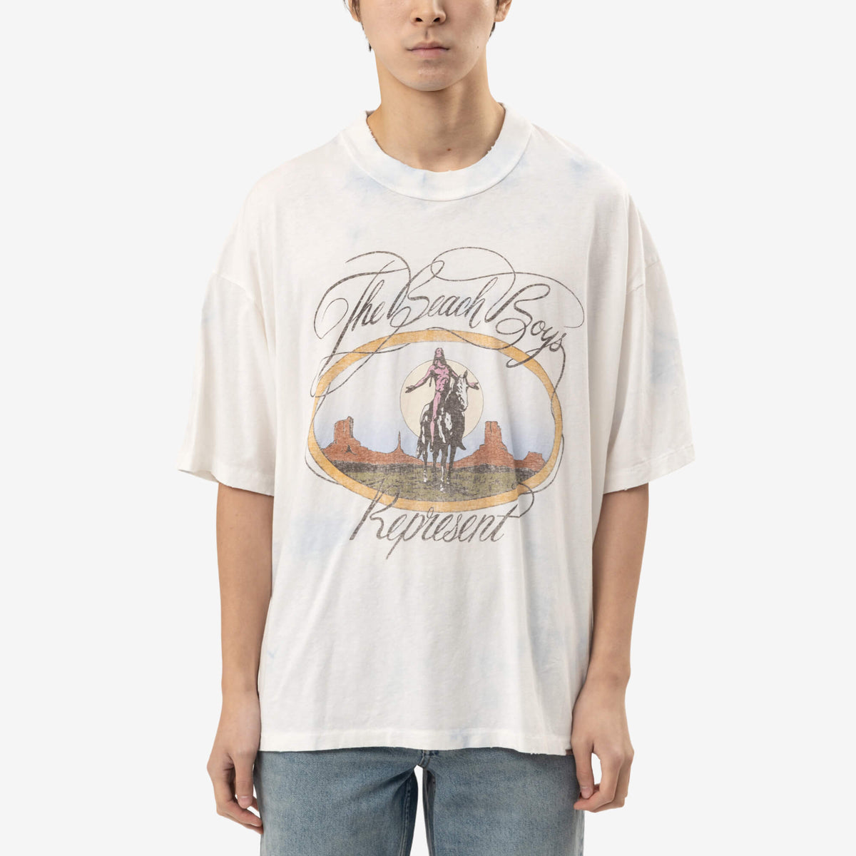 Represent Beach Boys Script T-Shirt Blue Tie Dye-1