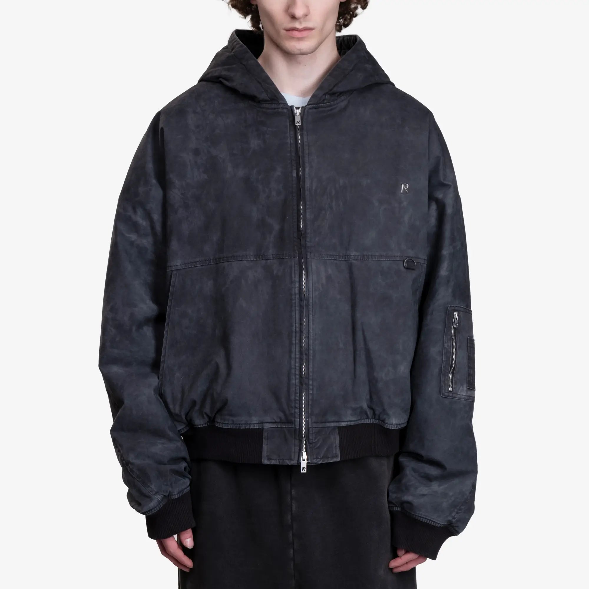 Represent Hooded Bomber Jacket Washed Black - 1