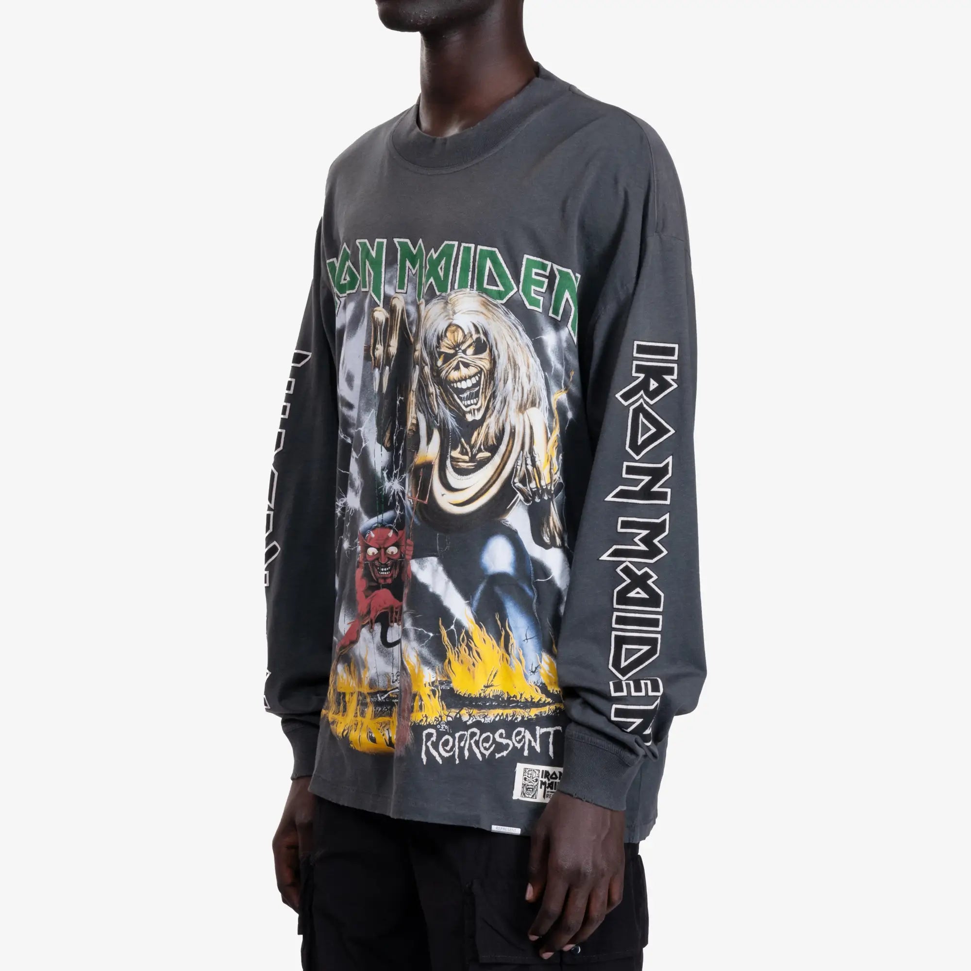 Represent Iron Maiden Number of the Beast LS Tee Sunfade Grey - 3