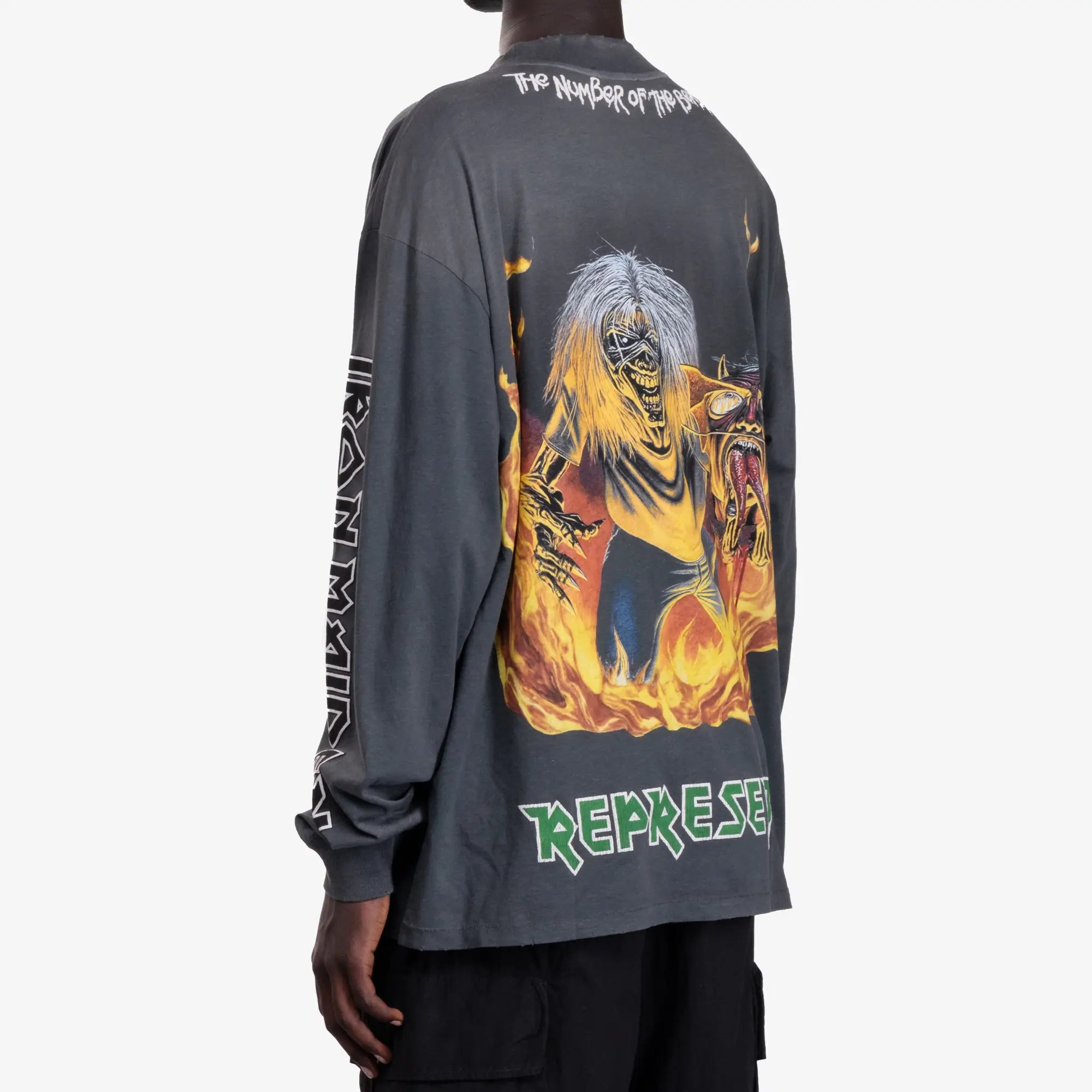 Represent Iron Maiden Number of the Beast LS Tee Sunfade Grey - 4