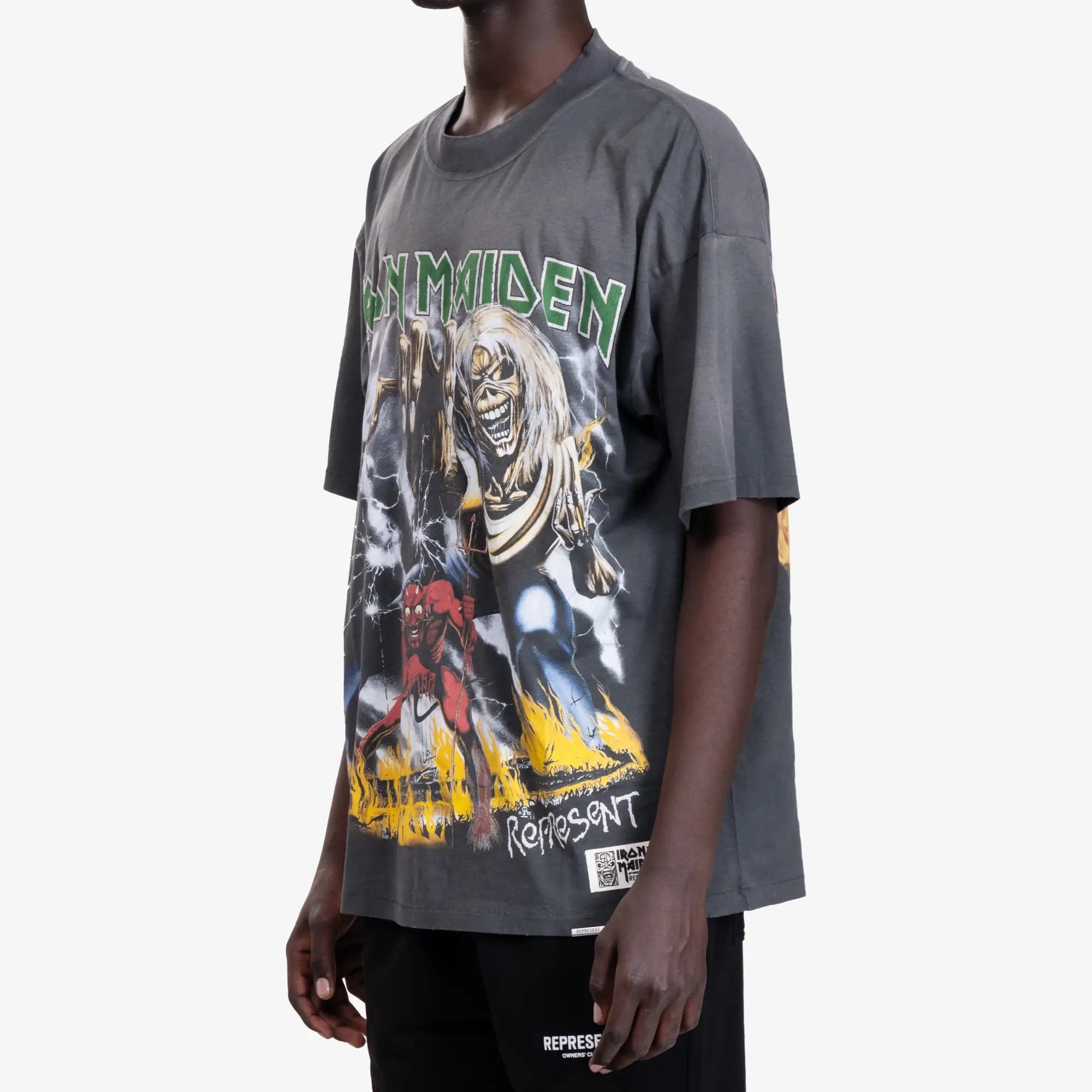 Represent Iron Maiden Number of the Beast T-Shirt Sunfade Grey - 3