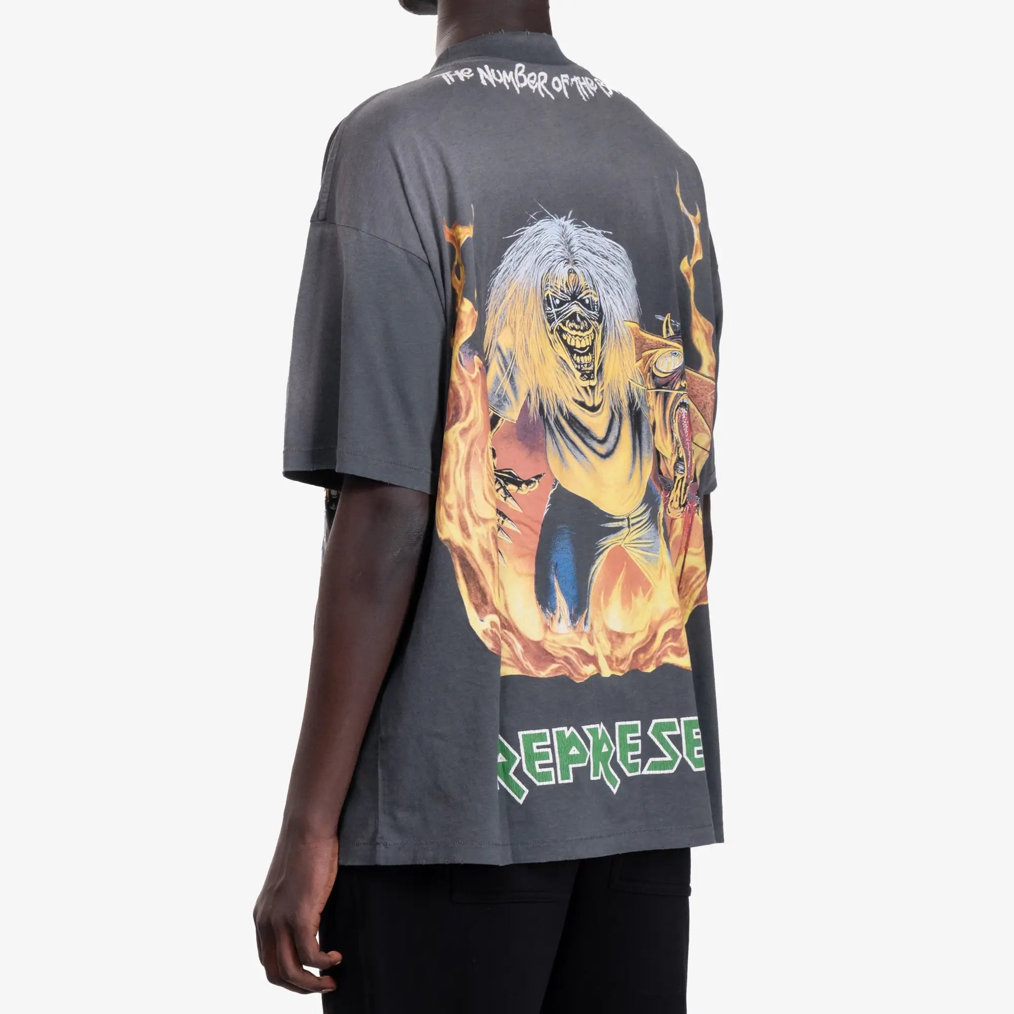 Represent Iron Maiden Number of the Beast T-Shirt Sunfade Grey - 4