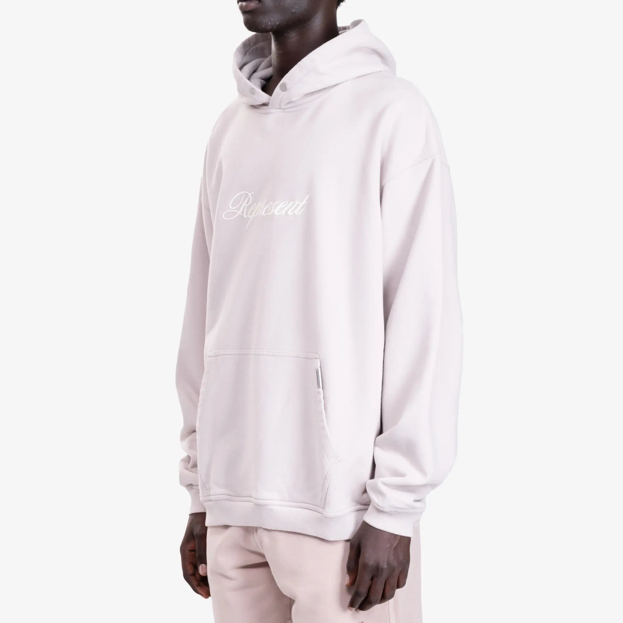 Represent Script Logo Hoody Concrete - 3