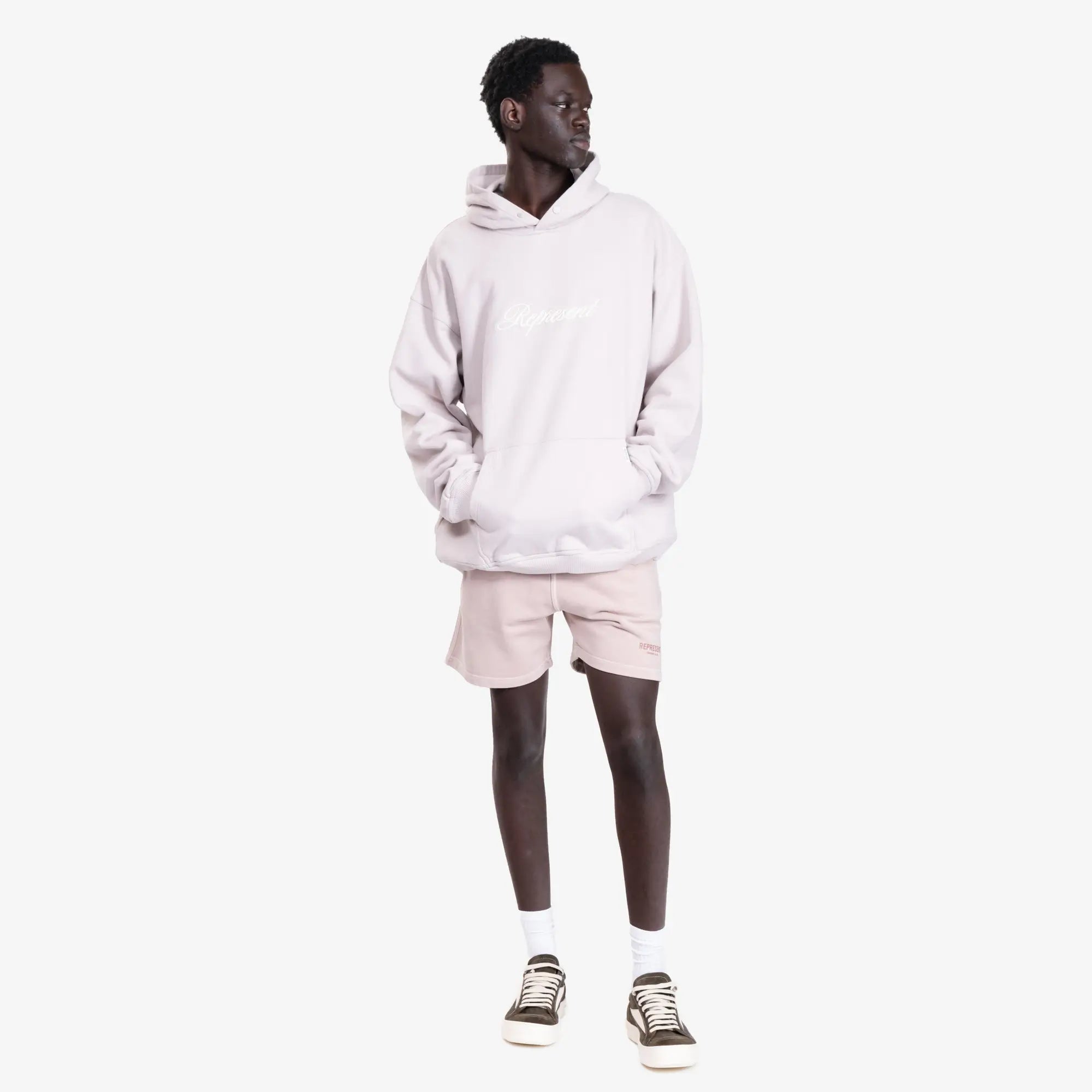 Represent Script Logo Hoody Concrete - 2