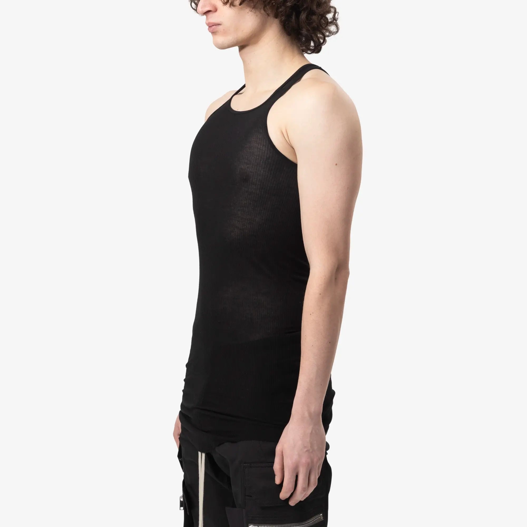 Rick Owens Basic Rib Tank Top Black - 3