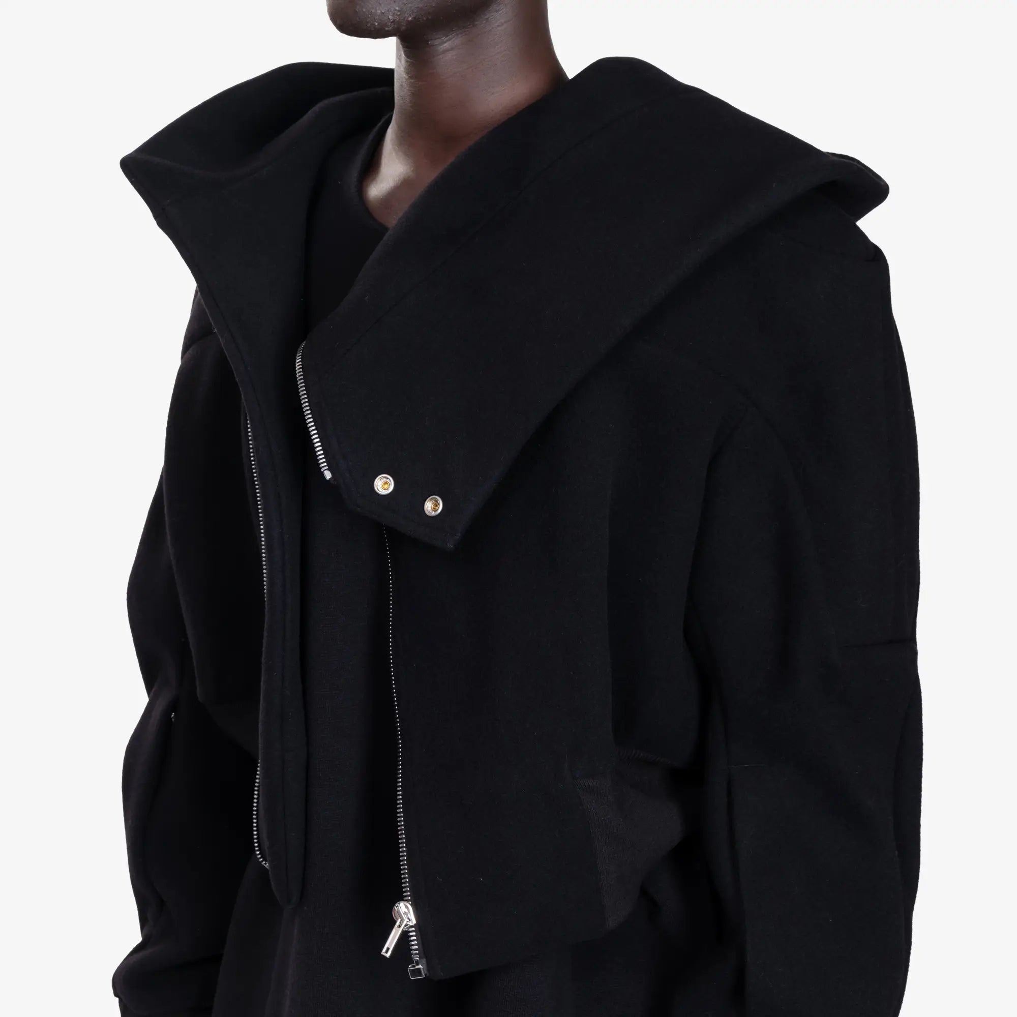 Rick Owens Cropped Hooded Flight Bomber Black - 5