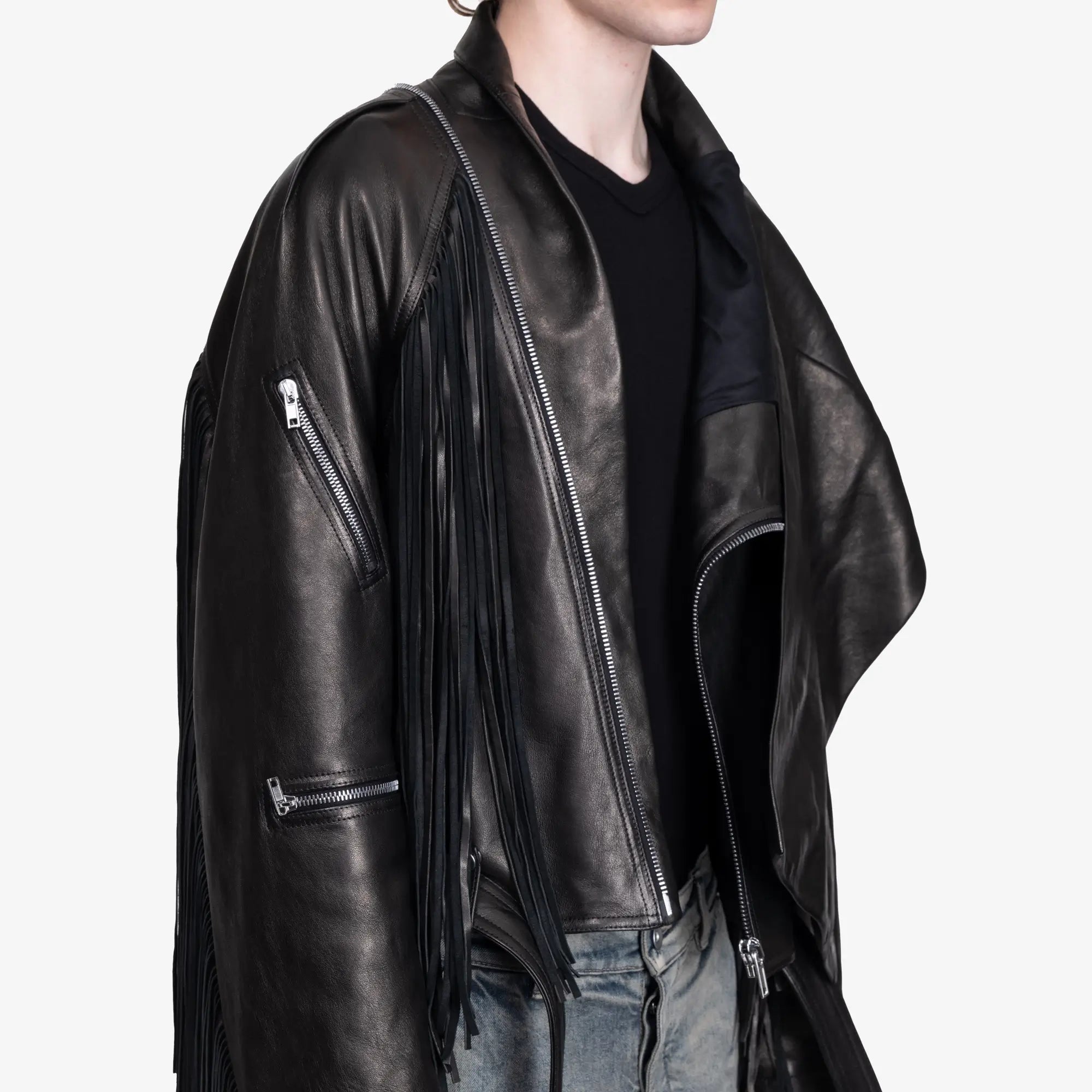 Rick Owens Cropped Scarf Flight Jacket Black - 8