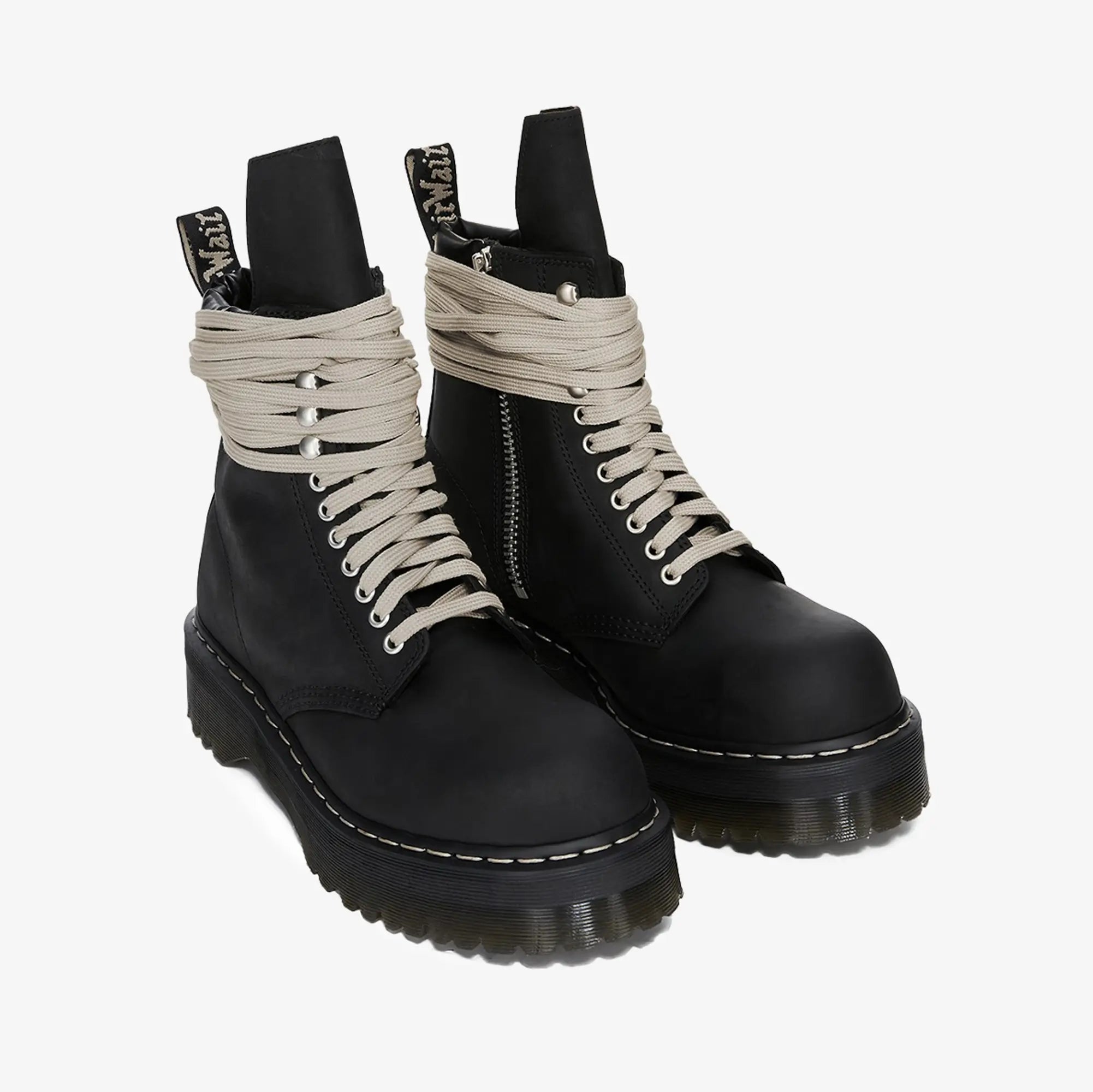 Rick Owens Dr. Martens Quad Sole Steel Toe Boots Black - 1