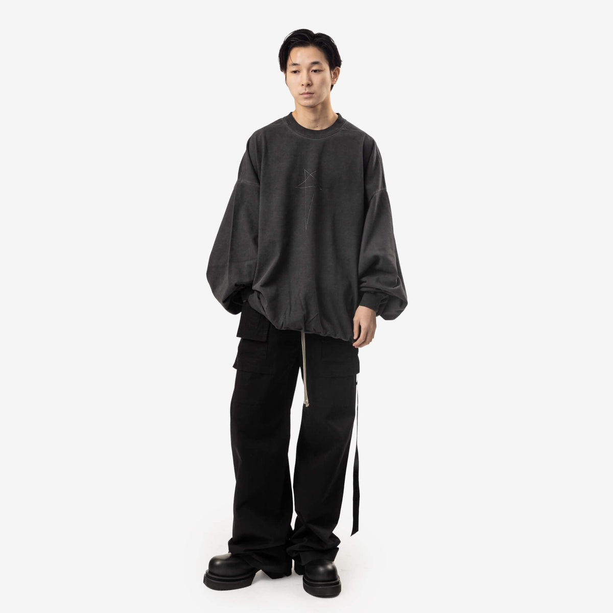 Rick Owens DRKSHDW Hun Sweatshirt Faded Black/Silver-2