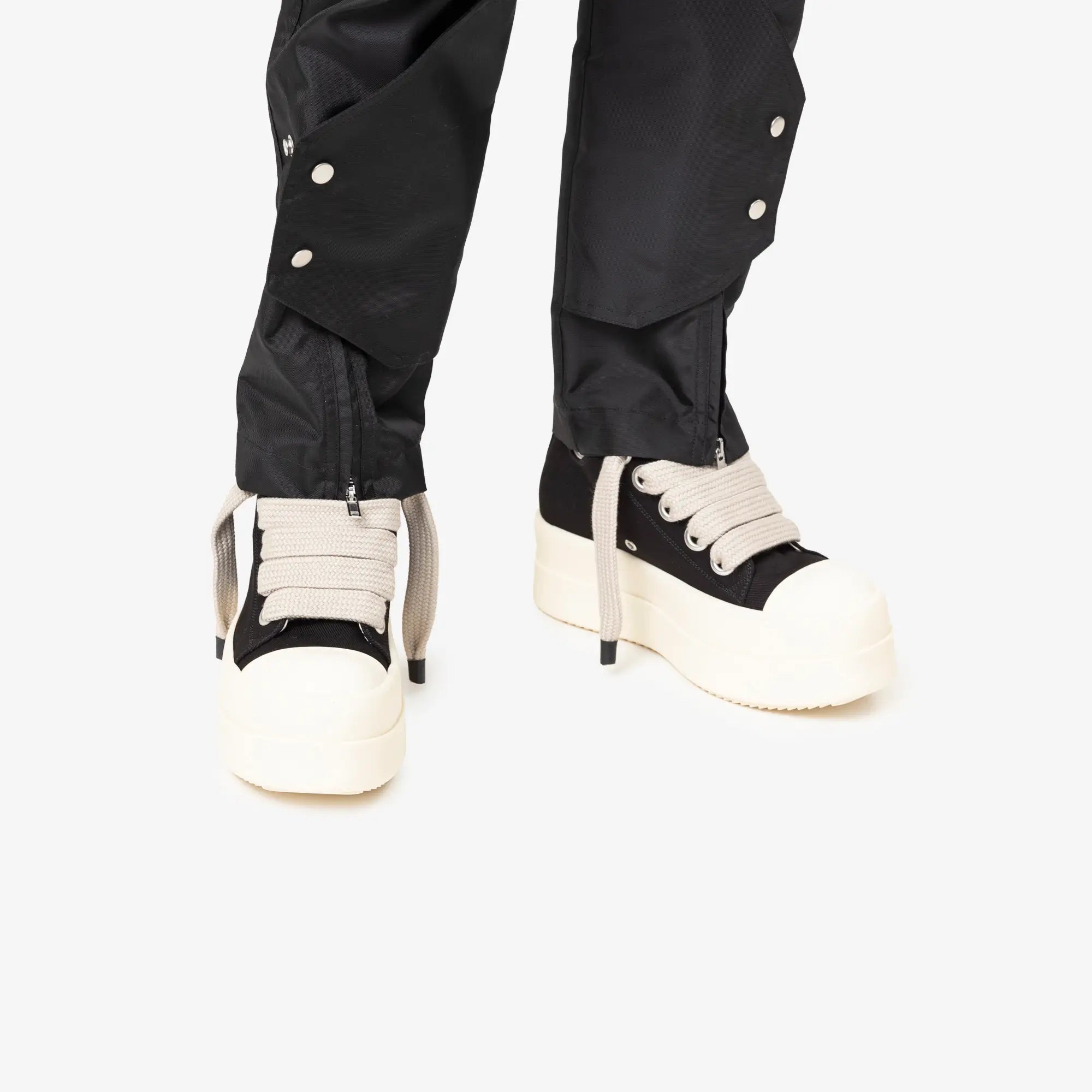 Rick Owens DRKSHDW Mega Bumper Jumbolace Low - Top Sneaks Black/Milk/Milk - 2