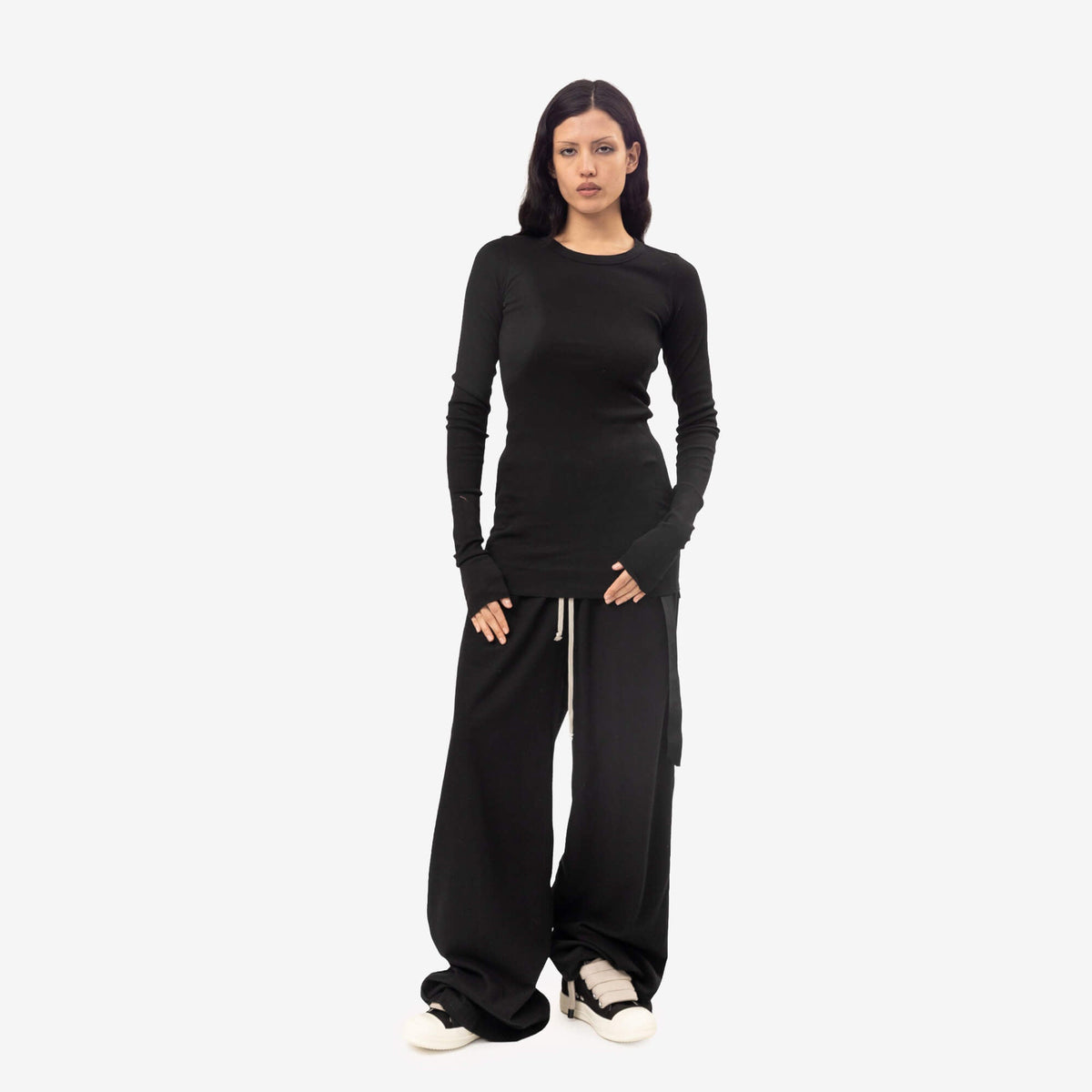 Rick Owens DRKSHDW Womens Basic Long Sleeve T-Shirt Black-2