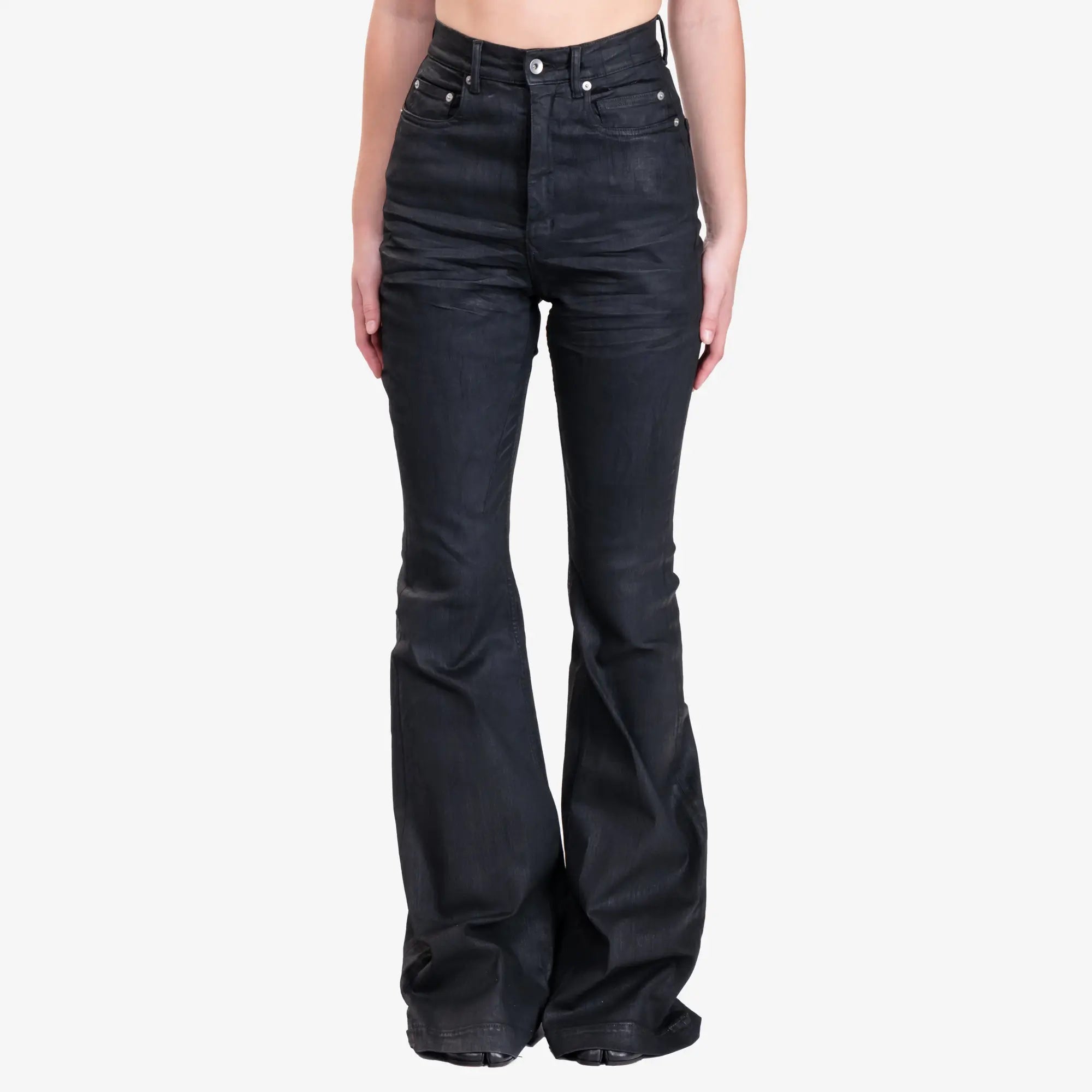 Rick Owens DRKSHDW Womens Bolan Bootcut Jeans Black Wax - 1