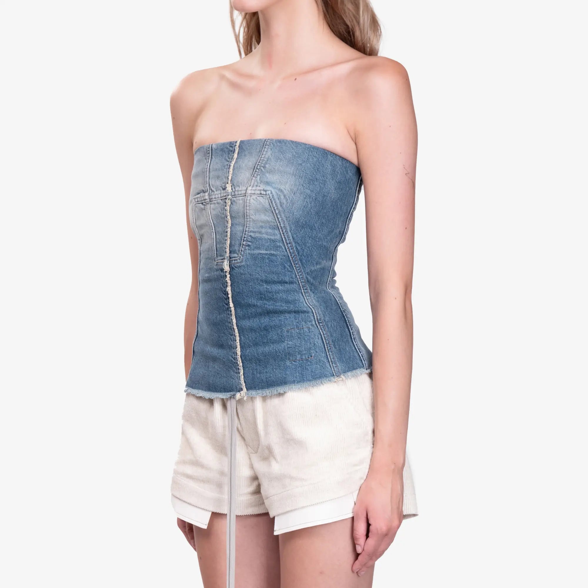 Rick Owens DRKSHDW Womens Bustier Top Washed Indigo - 3