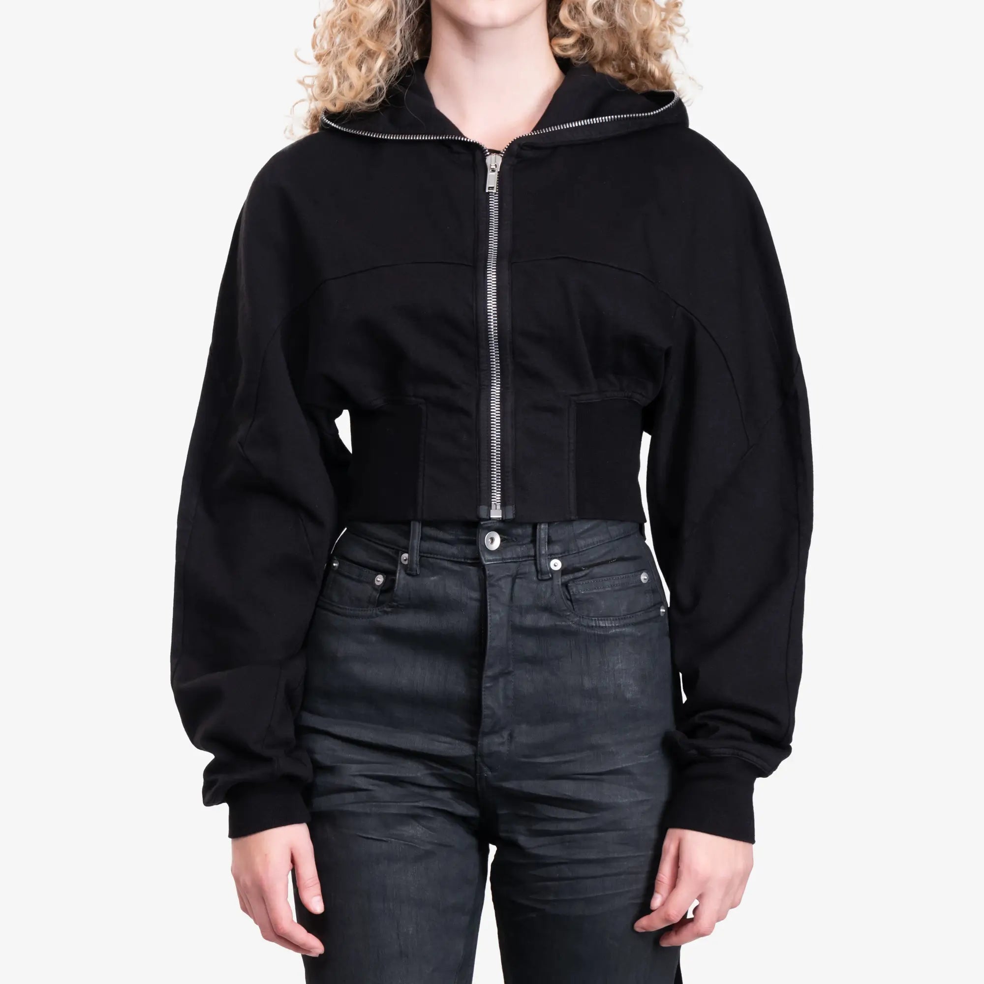 Rick Owens DRKSHDW Womens Collage Gimp Hoodie Black - 1