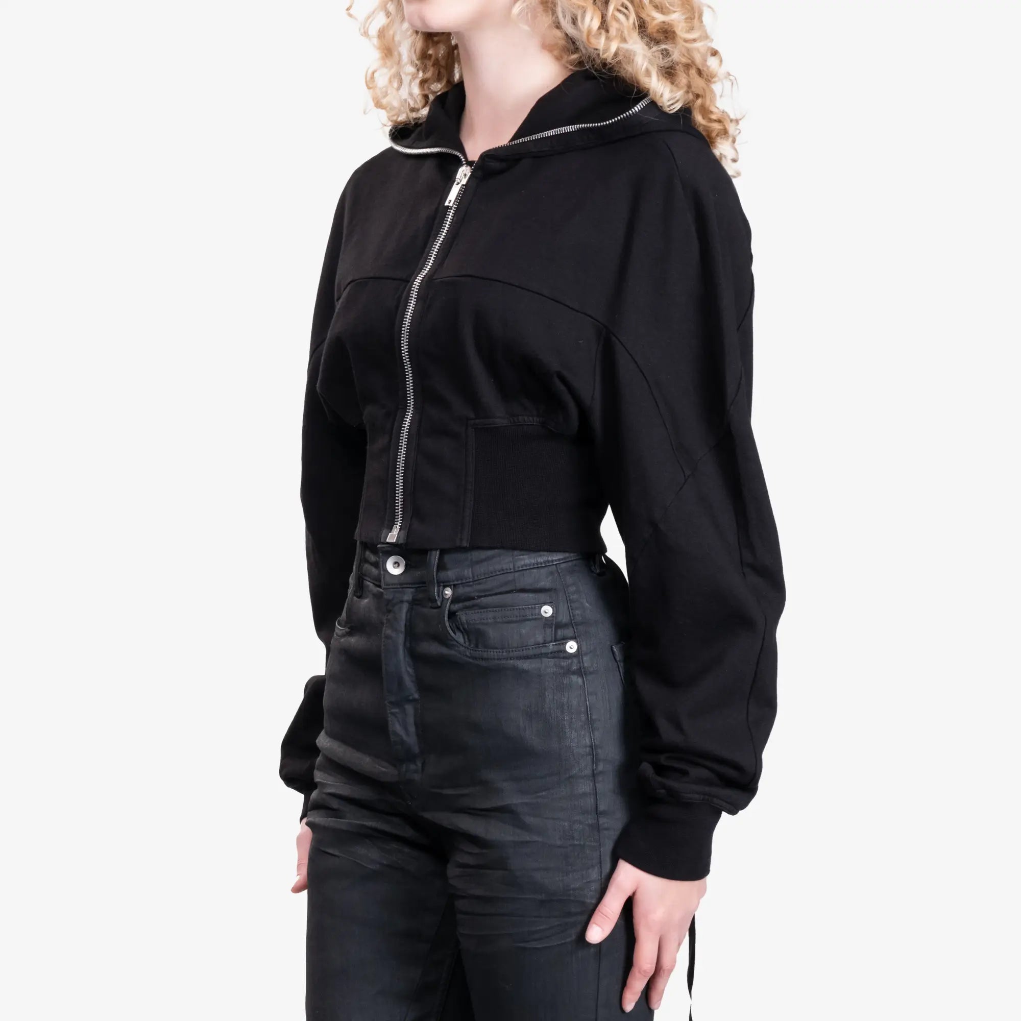 Rick Owens DRKSHDW Womens Collage Gimp Hoodie Black - 3