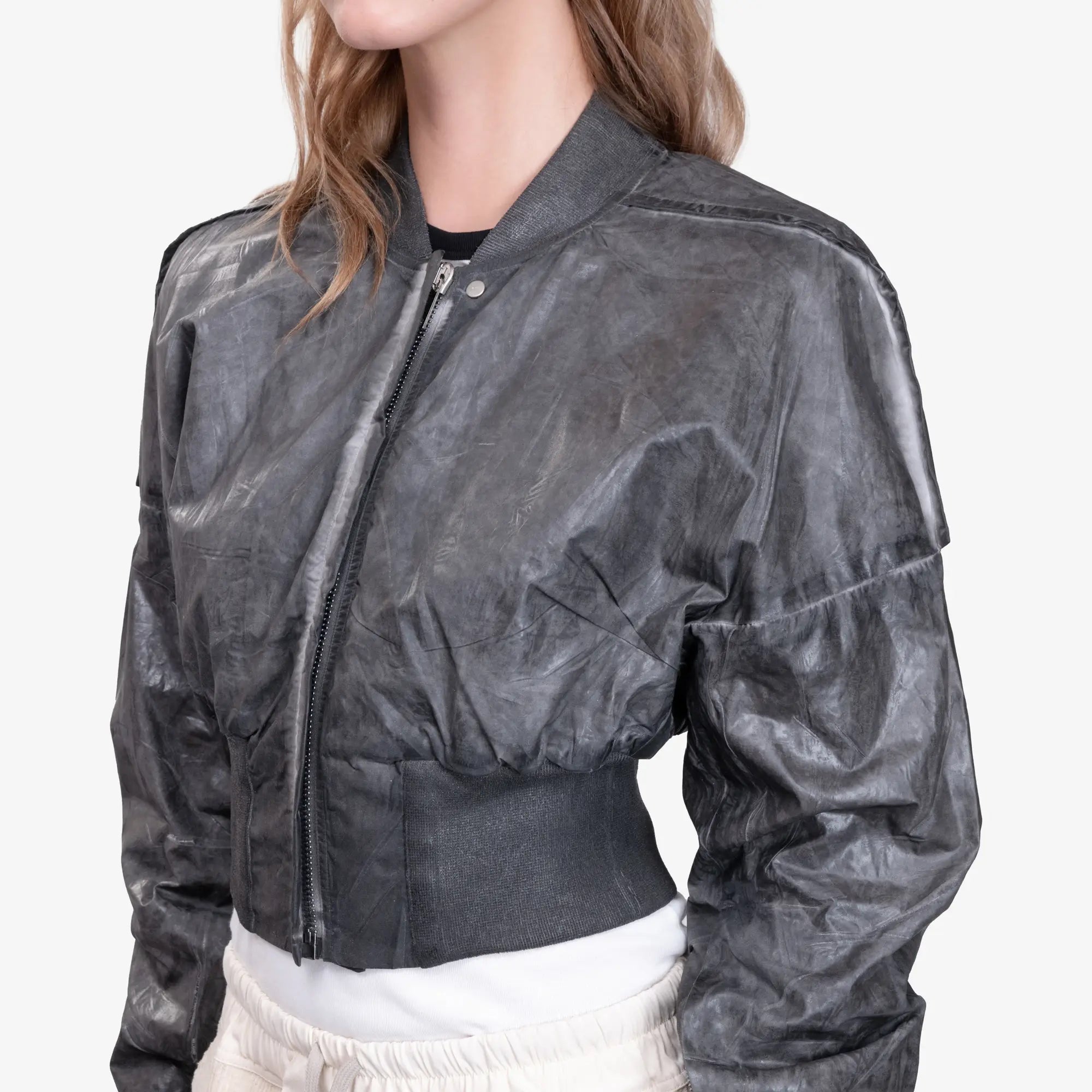 Rick Owens DRKSHDW Womens Cropped Flight Jacket Dark Dust - 5