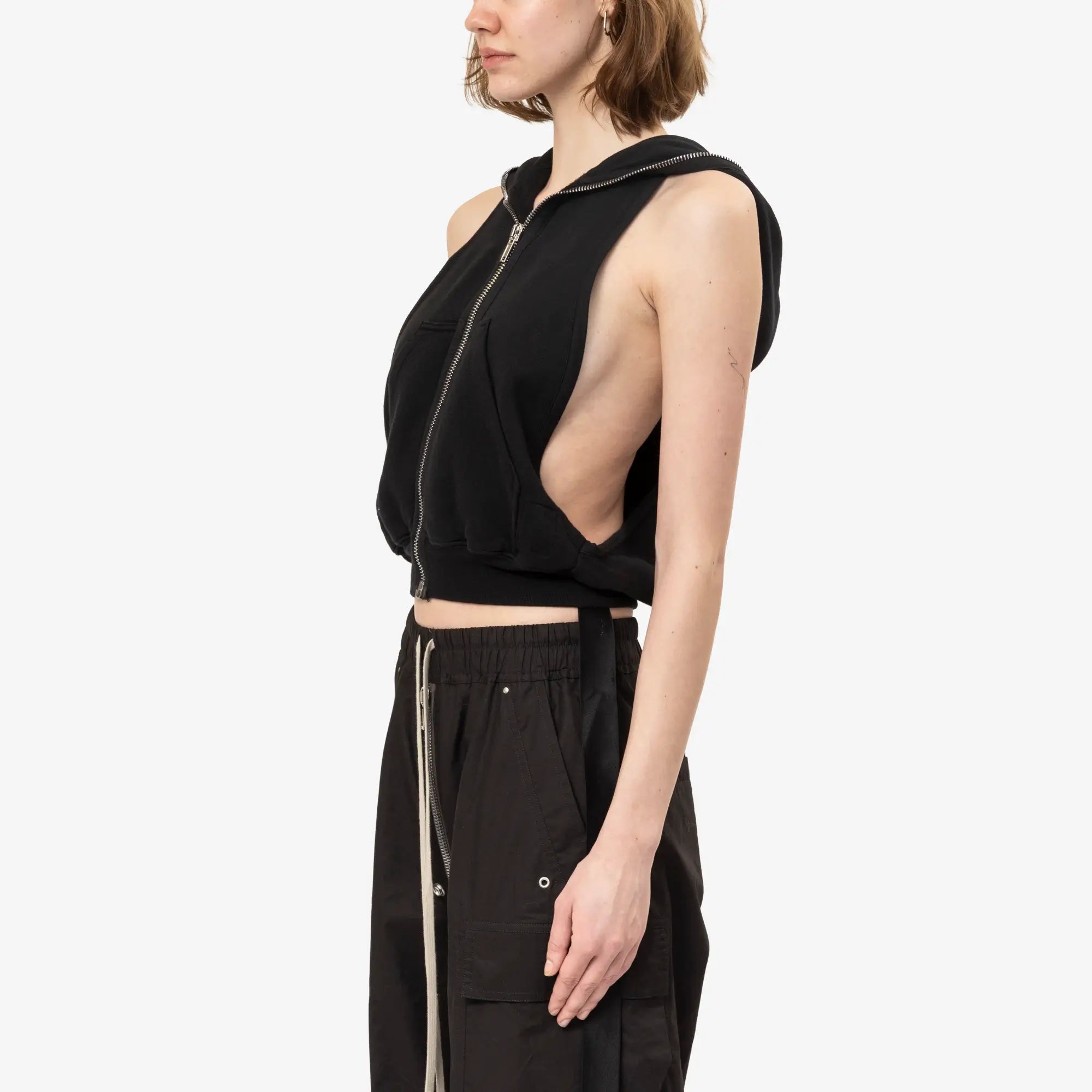 Rick Owens DRKSHDW Womens Cyclops Gimp Sleeveless Hoody Black - 2