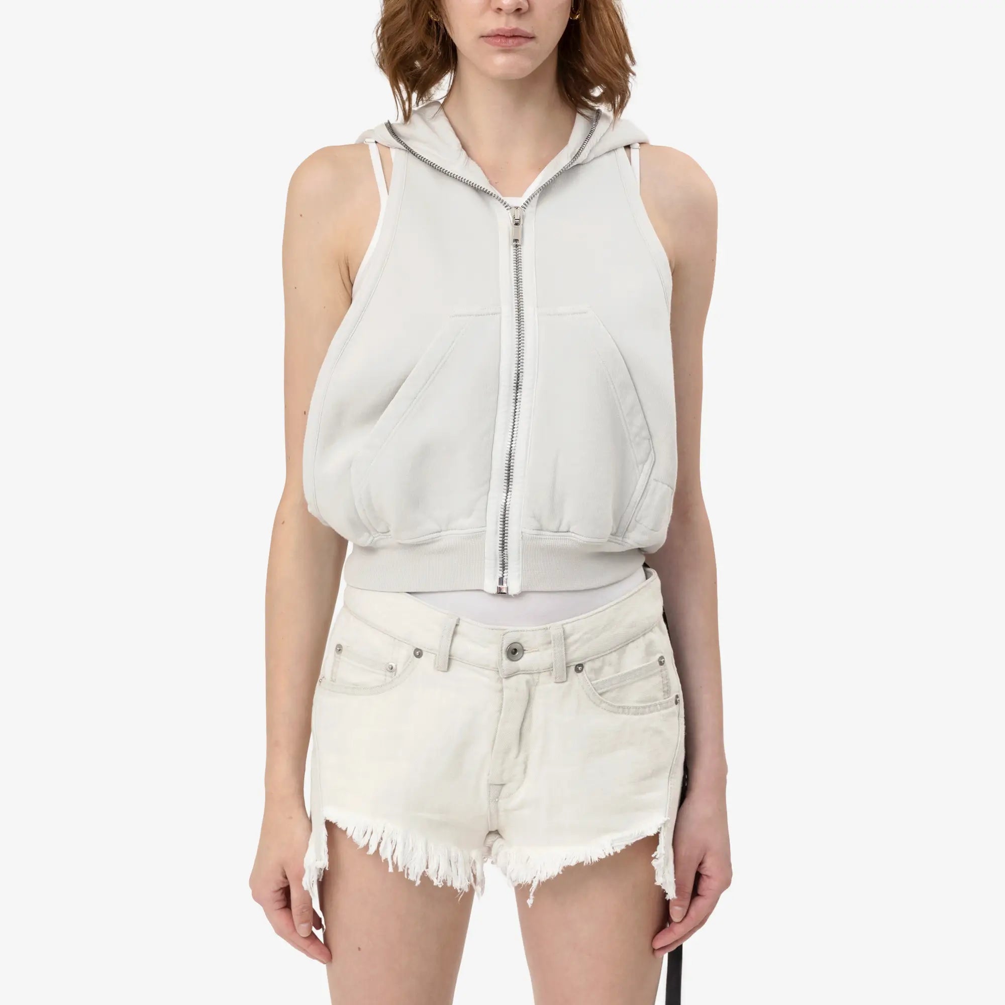Rick Owens DRKSHDW Womens Cyclops Gimp Sleeveless Hoody Milk Wash - 1