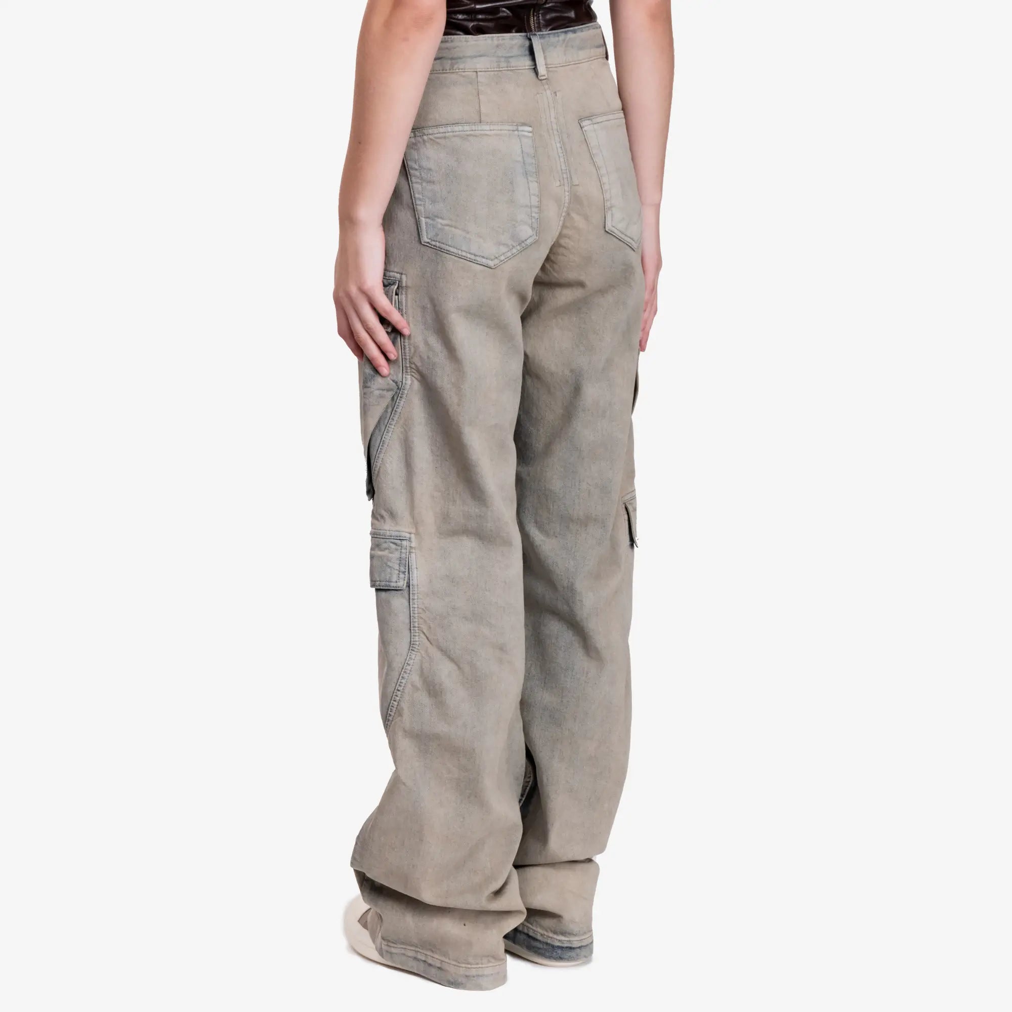 Rick Owens DRKSHDW Womens Double Cargo Jeans Mineral Pearl - 4