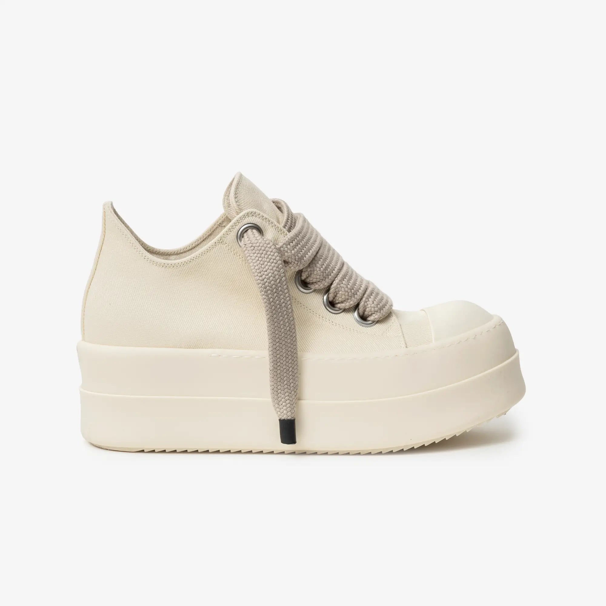 Rick Owens DRKSHDW Womens Mega Bumper Jumbolace Low - Top Sneaks Milk/Milk/Milk - 3