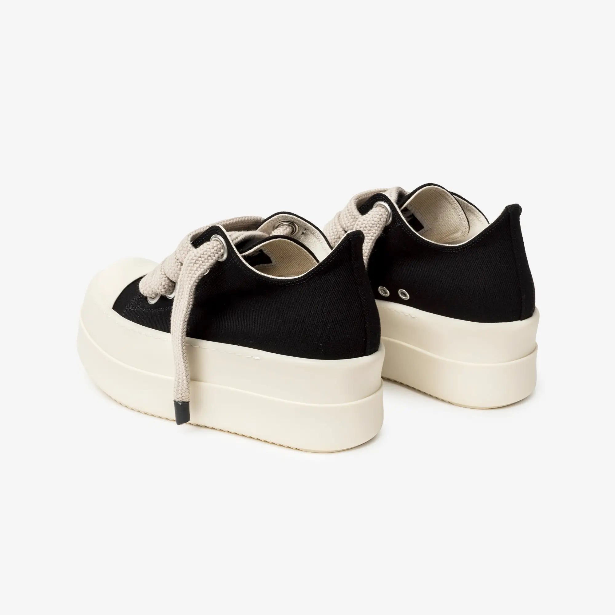 Rick Owens DRKSHDW Womens Mega Bumper Jumbolace Low - Top Sneaks Black/Milk/Milk - 5