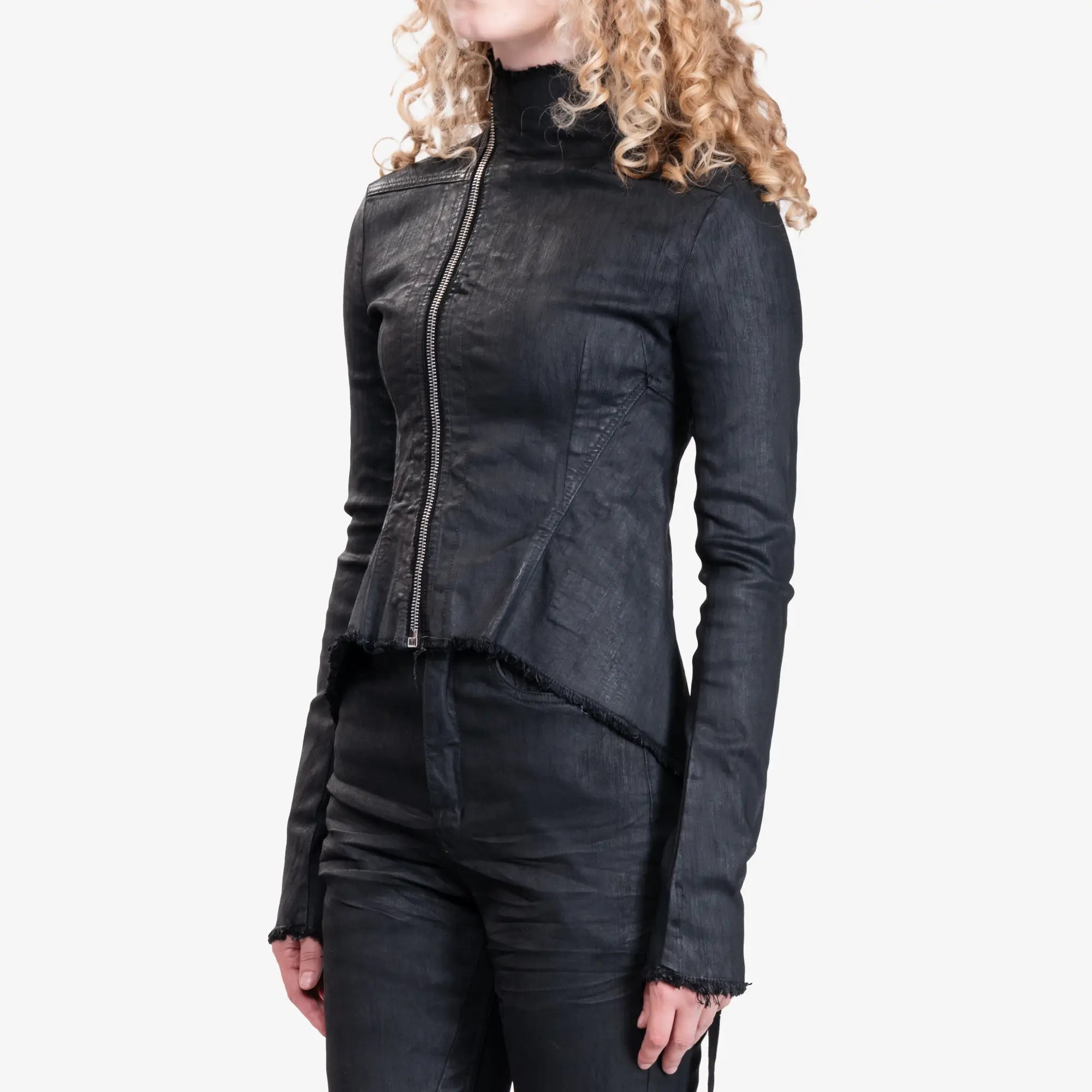 Rick Owens DRKSHDW Womens Naska Gary Jacket Black Wax - 3