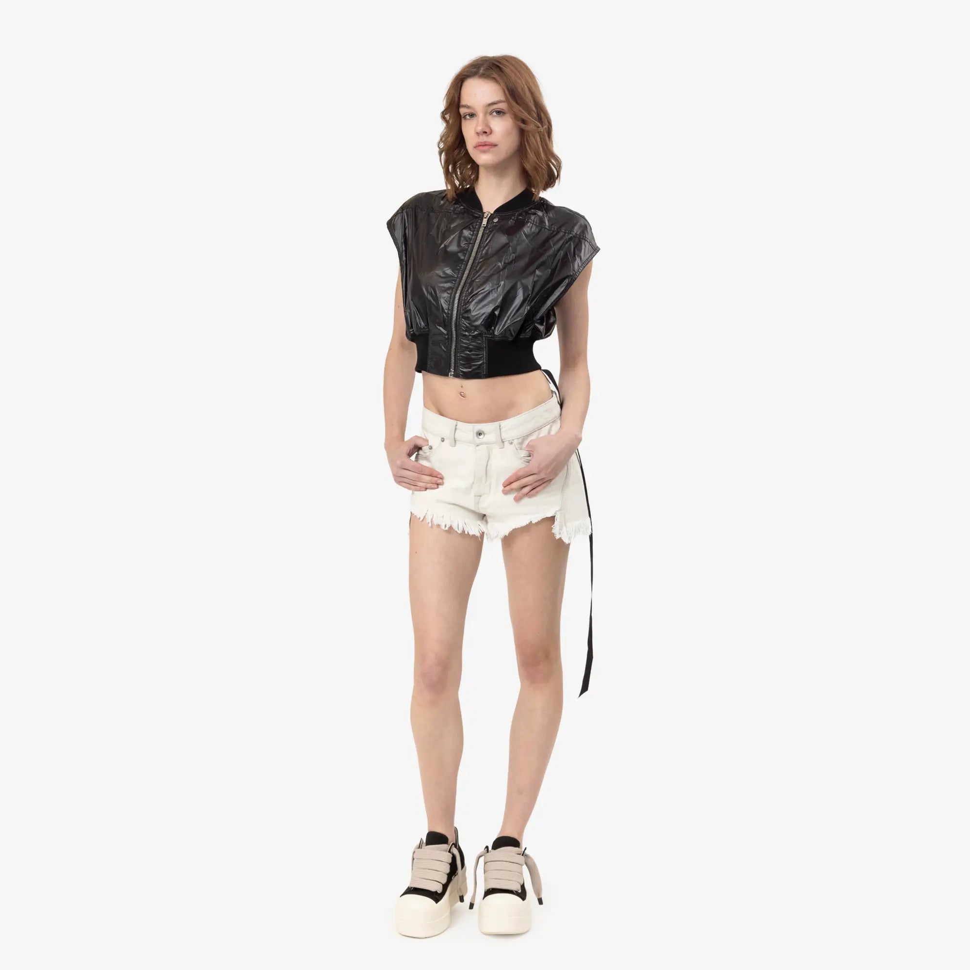 Rick Owens DRKSHDW Womens Senza Maniche Tatlin Bomber Black - 2