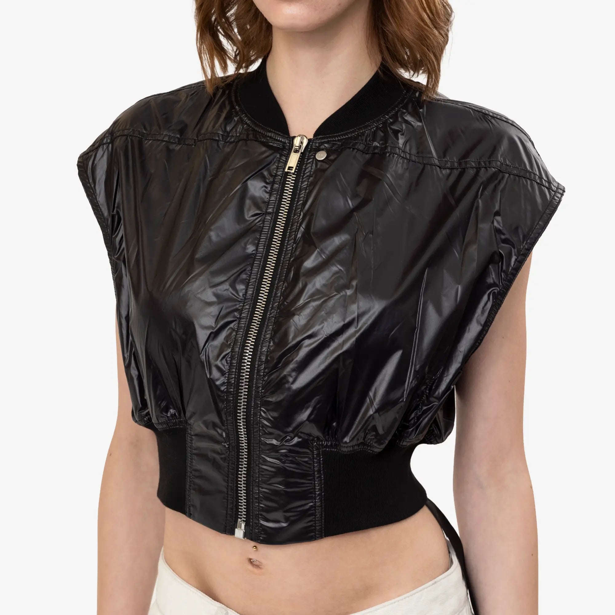 Rick Owens DRKSHDW Womens Senza Maniche Tatlin Bomber Black - 5
