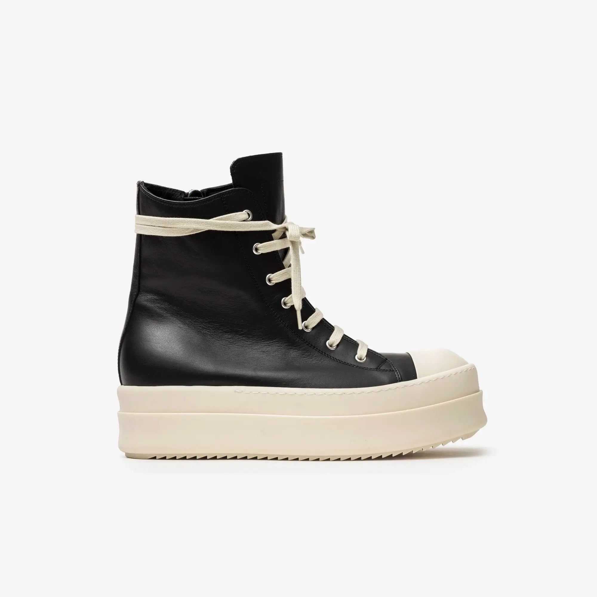 Rick Owens Mega Bumper High - Top Sneaks Black/Milk/Milk - 4