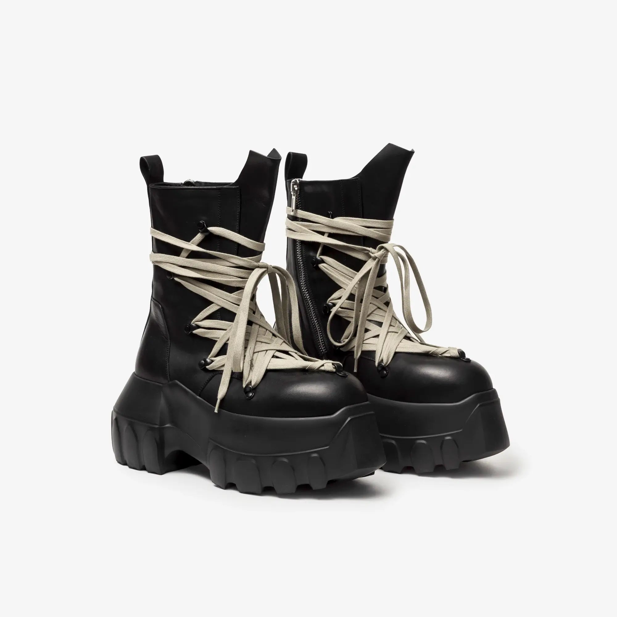 Rick Owens Megalaced Mega Tractor Boots Black - 1