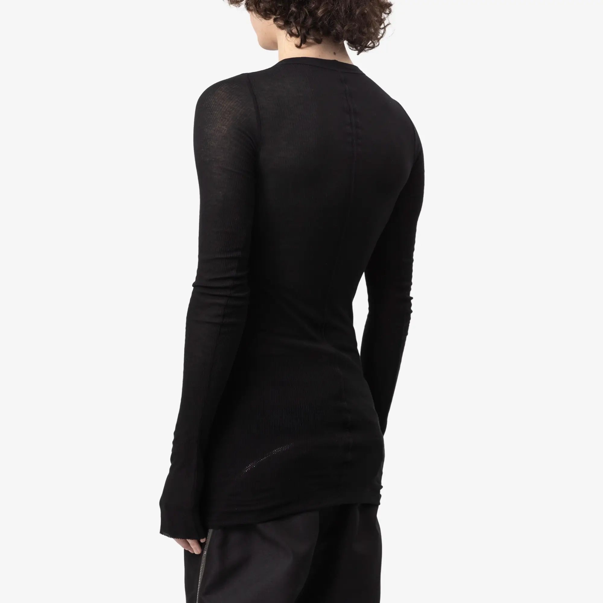 Rick Owens Rib Long Sleeve T-Shirt Black - 4
