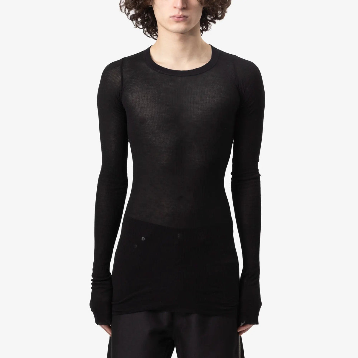 Rick Owens リブ ロングスリーブTシャツ ブラック｜Feuille